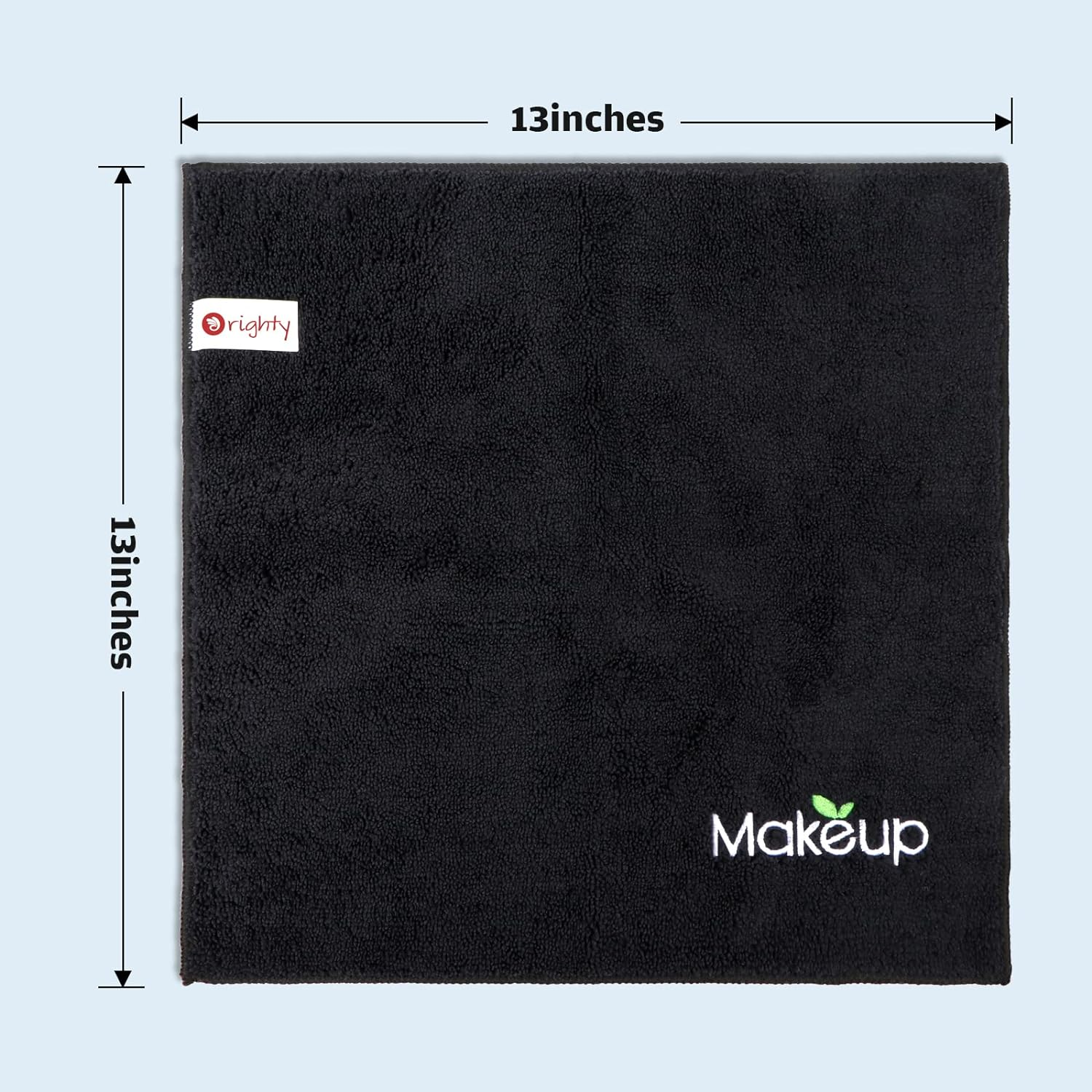 Orighty Microfiber Makeup Remover Cloths - Super Soft, Quick Dry Face Towels for Cleansing, 13 X 13 Inch, 6 Count, Black image number 4