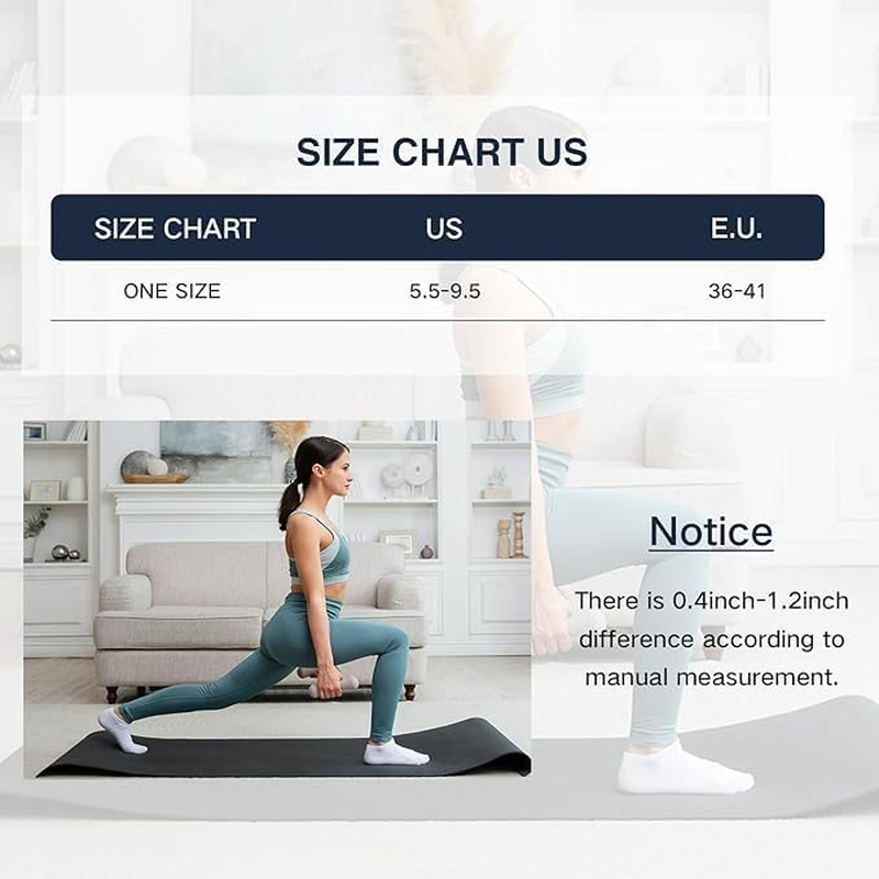 Pairs Pilates Socks for Women, Non Slip Grip Socks Yoga Socks Ankle Grippy Socks Woman for Barre, Hospital, Barefoot, Workout image number 5