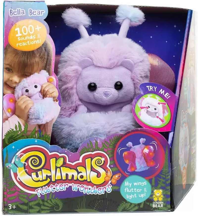 Curlimals Flutter Wonders Bella Bear Interactive Soft Toy image number 1