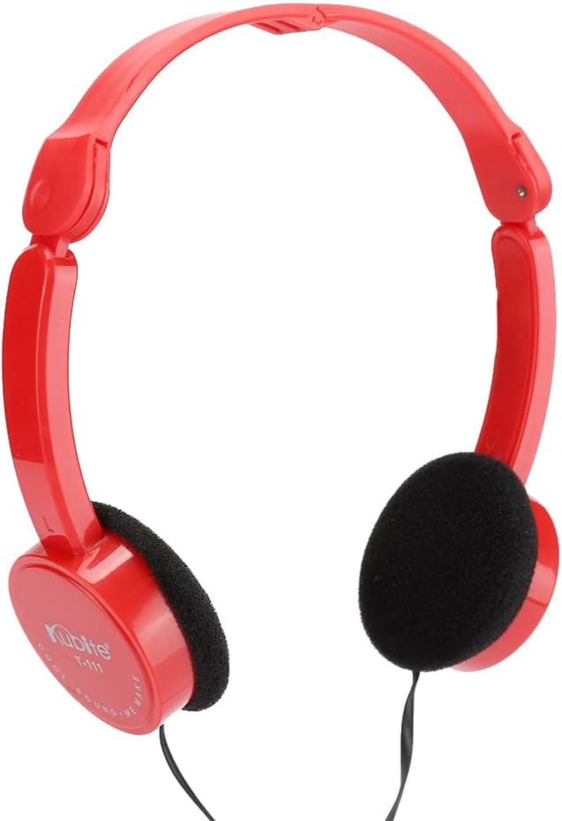 EVGATSAUTO Foldable Wired Headphones, Stereo Headset with Microphone for Kids, Lightweight 65G ABS Material, for Smartphone Tablet PC Skype Calls (Black)