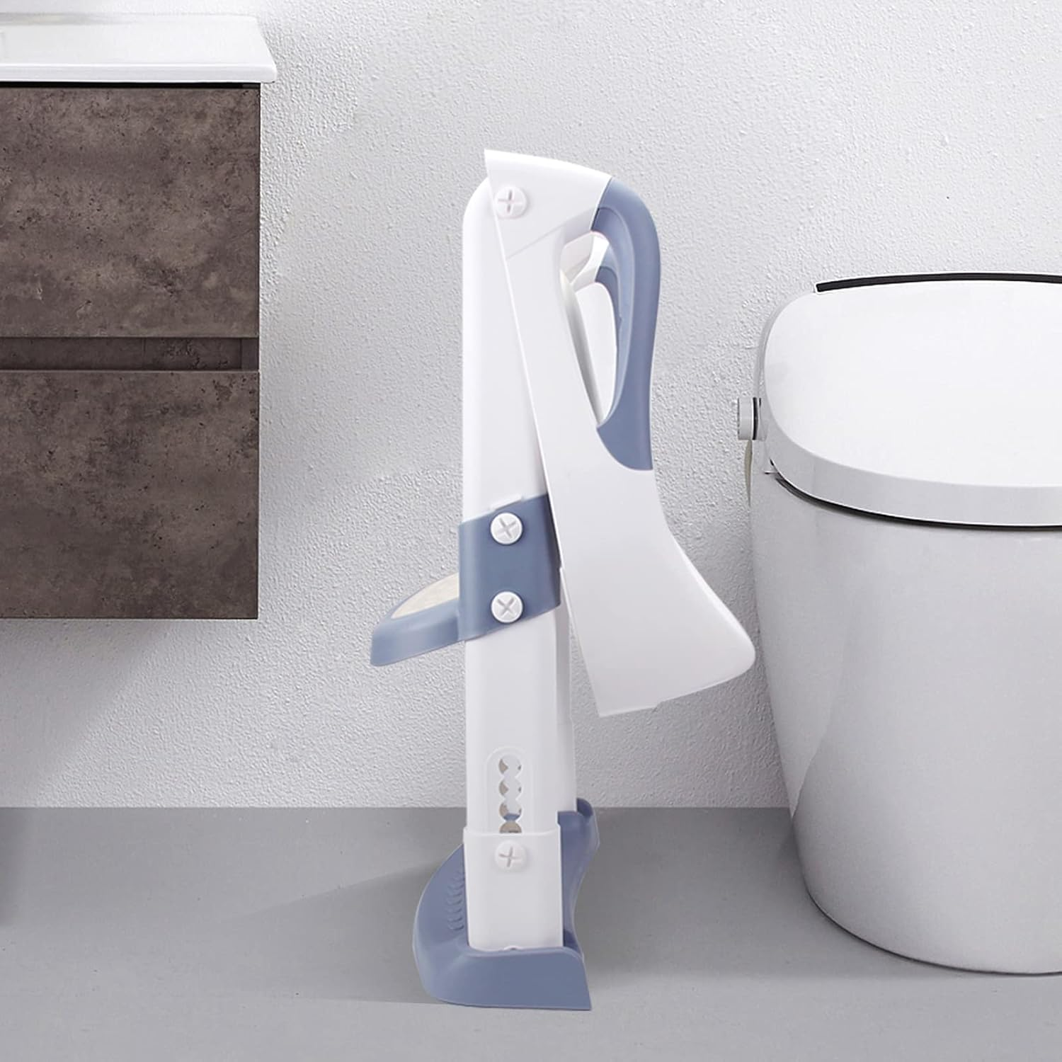 Potty Training Seat with Step Stool Ladder, Gentle Monster Toddler Potty Training Toilet for Kids Boys Girls Baby, Foldable & Comfortable Training Potty Chair Toilet for Child with Anti-Slip Pad(Grey) image number 1