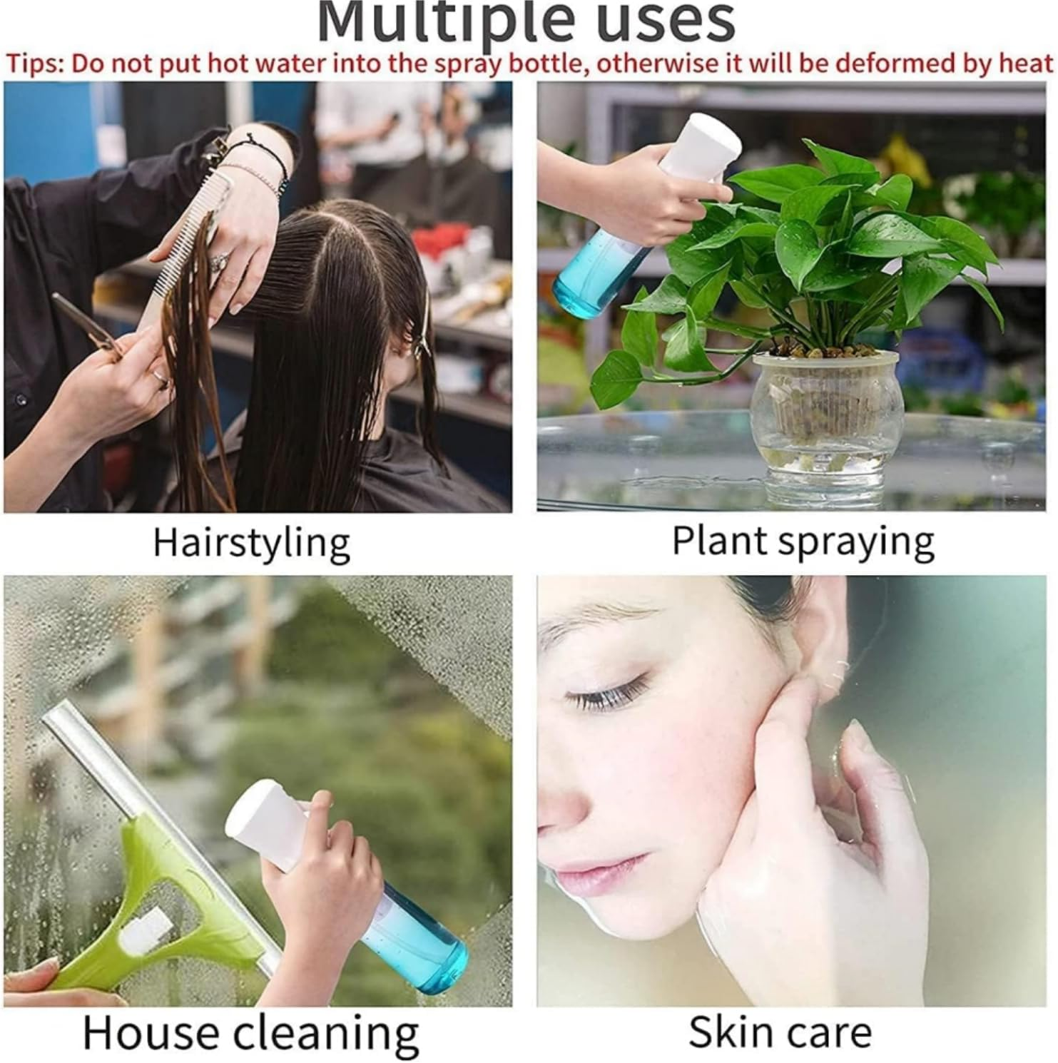 2 Pack Water Spray Bottles, Continuous Mister Spray Bottle for Hairstyling, Cleaning, Plants, Pets, Barbers, Salons, Essential Oil Scents, 6.8 OZ / 200 ML image number 1