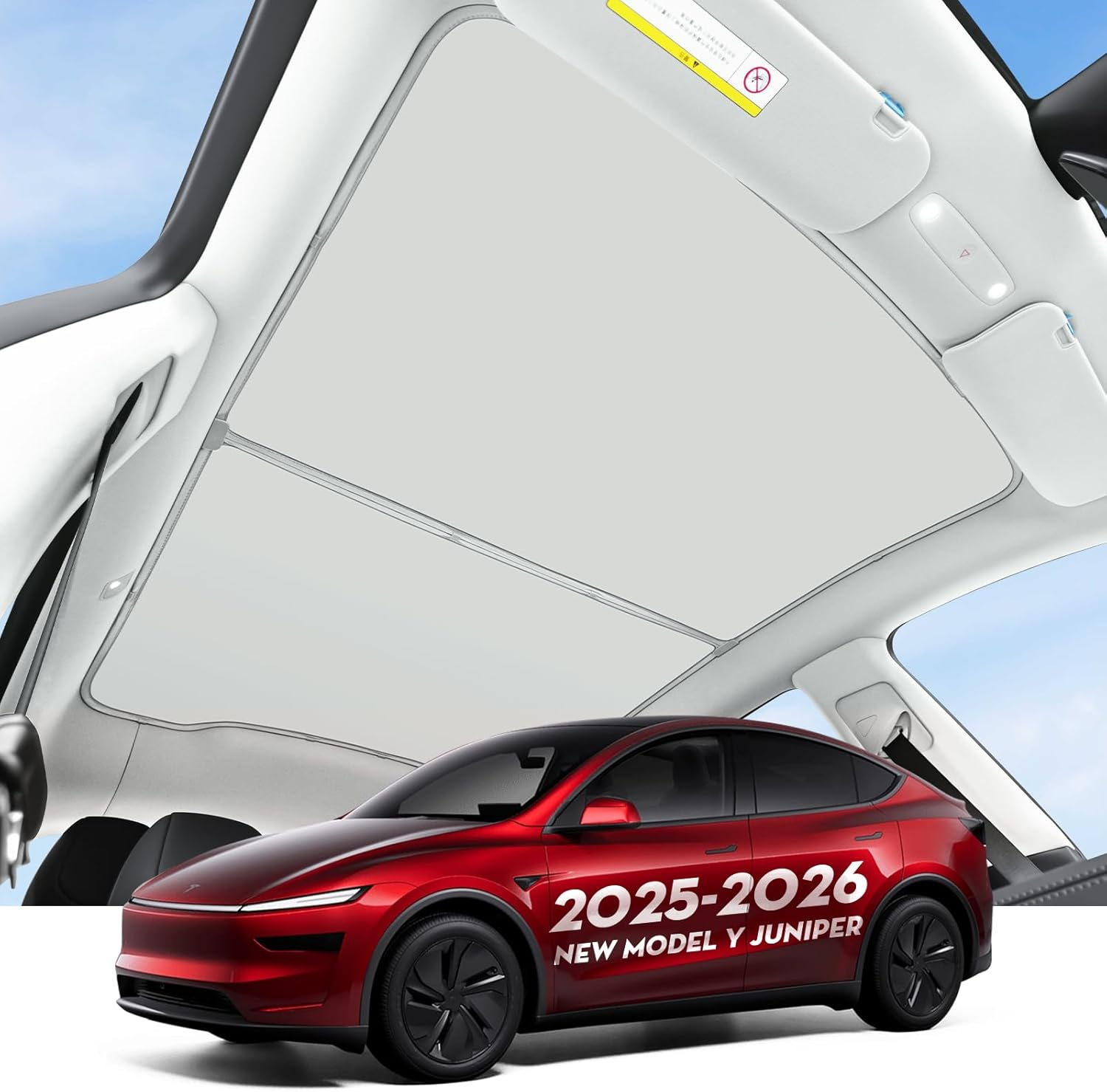 KUNIST Roof Sunshades for Tesla Model 3, Upgraded Sunroof Shade Sunshade Roof Sun Shade for Tesla Model 3 Accessories 2017-2020, Silver,White