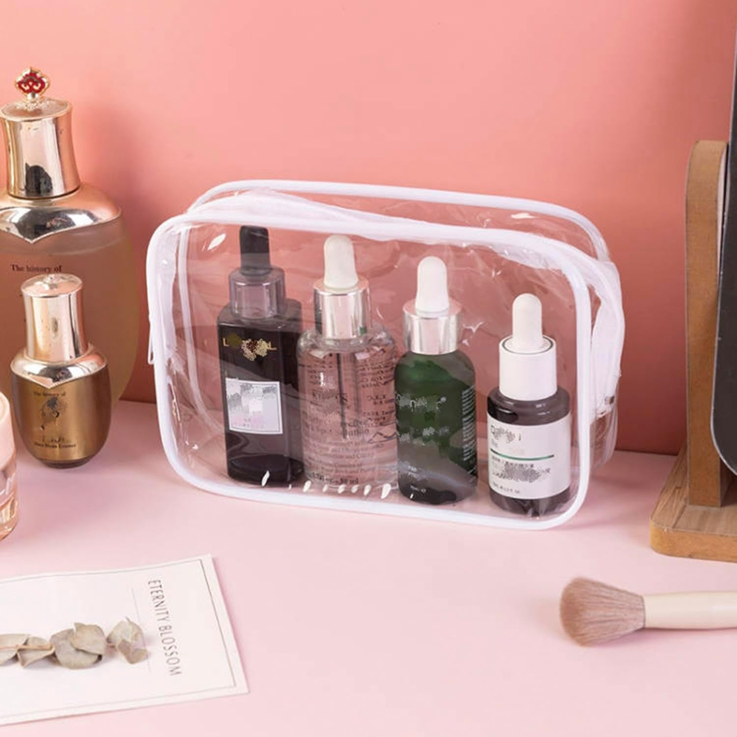 Hysgscwd 3Pcs Toiletry Bag, Clear Makeup Bag, Plastic Zippered Toiletry Carry Pouch, Waterproof Cosmetic Organizer Bag, Portable Cosmetic, Travel Luggage Pouch, Carry on Airport Airline Compliant image number 2