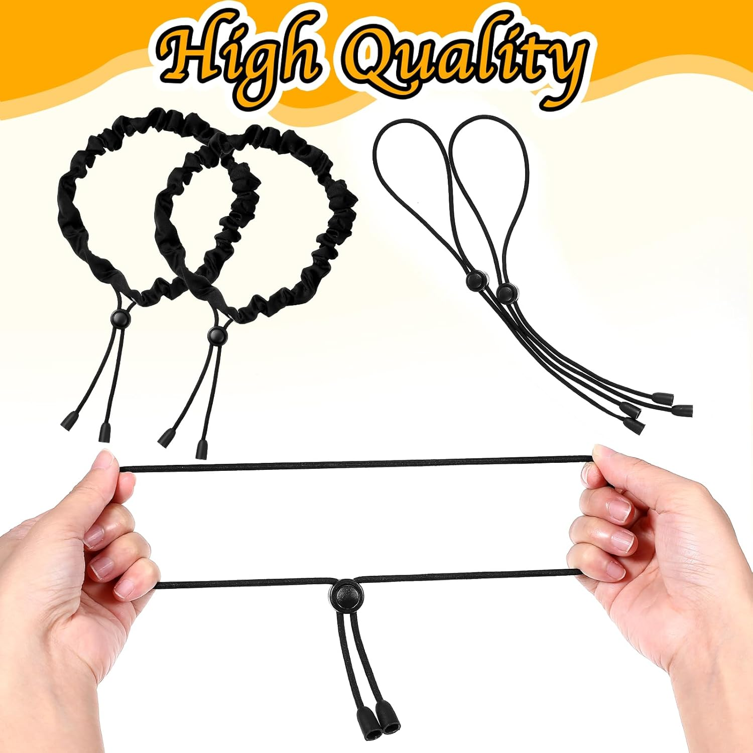 KFHENSOMR Adjustable Hair Ties 4 Pcs Black Large Satin Hair Ties for Afro Puff Thick Hairs Band Adjustable Loc Accessories for Black Women Soft Ponytail Holders for Medium Thick Thin Curly Hairs image number 5