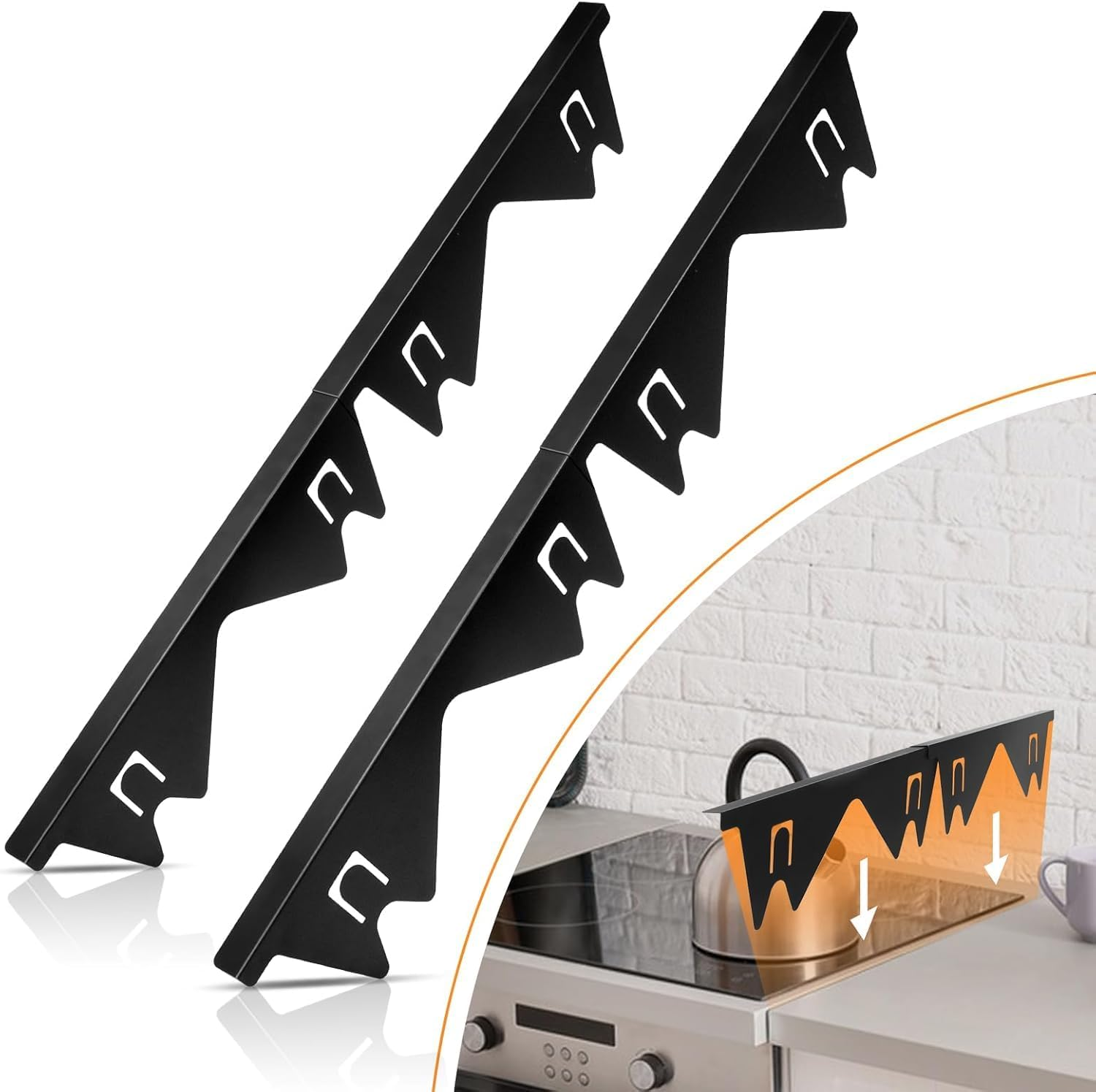 2PCS Stove Gap Covers, Steel Stove Gap Fillers Retractable, Stove Gap Guard, Stove Counter Gap Cover, Stove Side Gap Covers, Retractable Length 13.8 to 27.5In for Kitchens Stoves image number 3