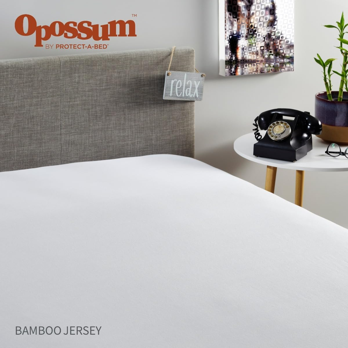 Opossum by Protect-A-Bed Bamboo Jersey Waterproof Fitted Mattress Protector, King Bed Size image number 2