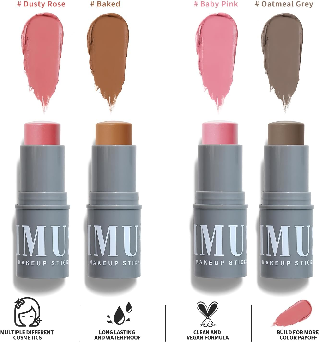 KIMUSE Cream Contour Stick Duo, Cream Blush Stick, Bronzer Shaping Sticks, Creamy & Highly Pigmented, Long Lasting Vegan Face Make up Sticks image number 6