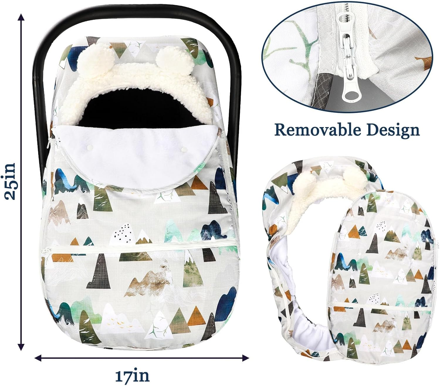 Car Seat Covers for Babies Winter, Flower Carseat Cover Girls, Zipped Cozy & Warm Cover, Universal, Ultra-Soft Breathable, Removable Design Infant Car Seat Canopy image number 1