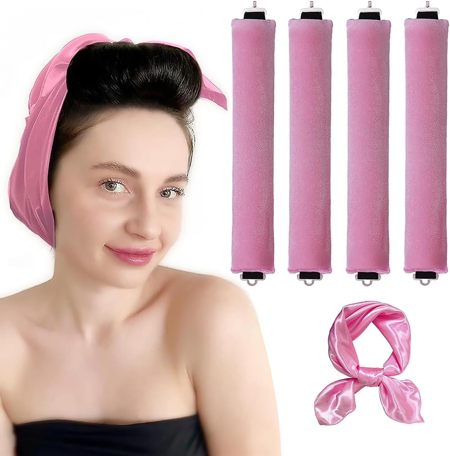 Heatless Curling Rod Headband - 3Pcs-Brown image number 7