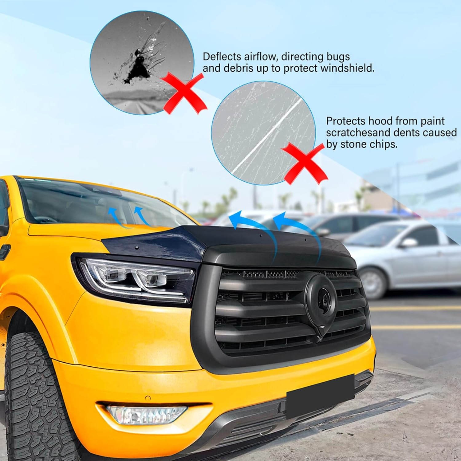 SUERAUTO4X4 Bonnet Protector Weather Shields for GWM Cannon 2020-2025/02 Pre-Facelift Accessories, Tinted Black Bonnet Stone Guard Wind Deflectors Weathershields Guard Window Visor, Ute Exterior image number 2