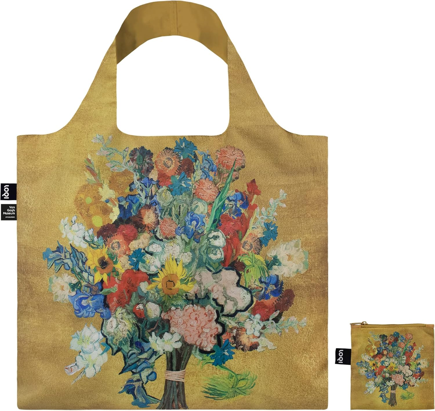 LOQI Van Gogh Bouquet 50Th Wedding Anniversary Gold Multi Coloured Contemporary Bag, Colourful, 50 X 42 Cm, Contemporary image number 1