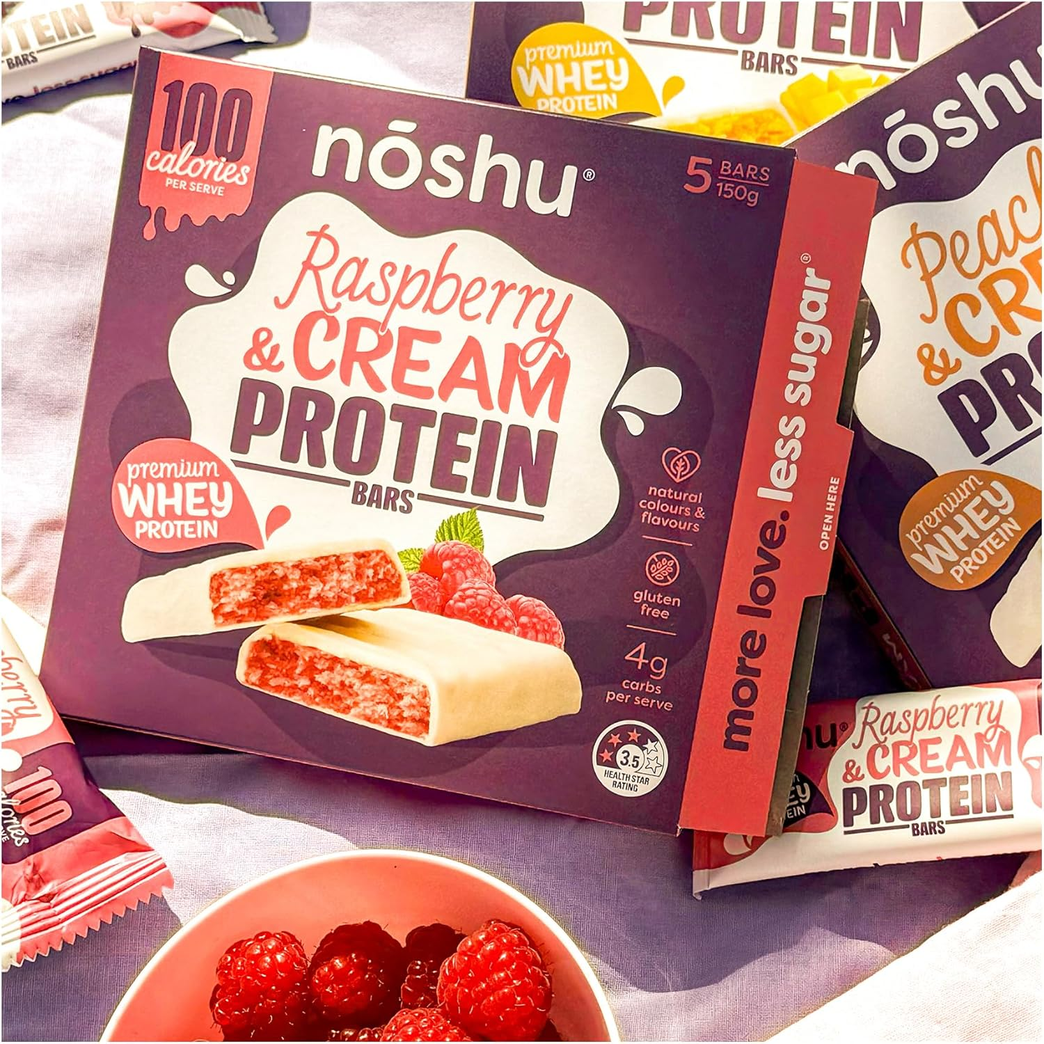Noshu Raspberry & Cream Protein Bars &ndash; 5 Pack (150G) image number 4