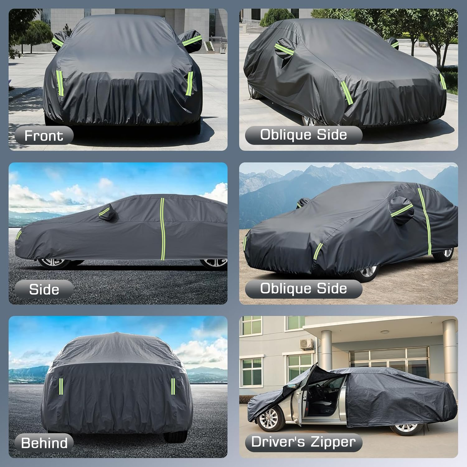Waterproof Car Cover for 2011-2025 Volvo S60, All Weather Full Exterior Covers for Automobiles with Door Zipper Outdoor/Indoor Sun UV Rain Dust Wind Protection image number 6