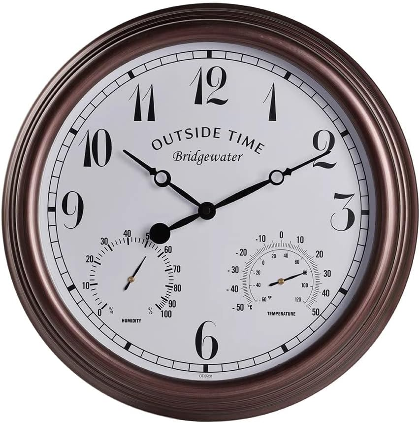 Outside Time Bridgewater Outdoor Wall Clock, 38Cm, Weatherproof, Thermometer and Hygrometer, Brown for Outdoor, Patio, Home or Garden D&eacute;cor (OT BR01) image number 5