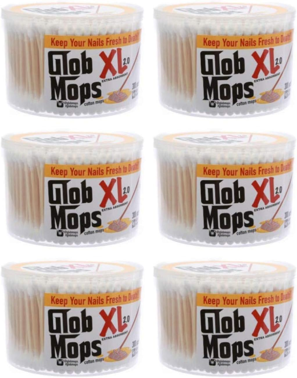 Glob Mops XL 6 Pack - Quartz Nail and Banger Cleaning Swabs - 100% Pure Cotton - Extra Absorbent, Oxidation Resistant - White