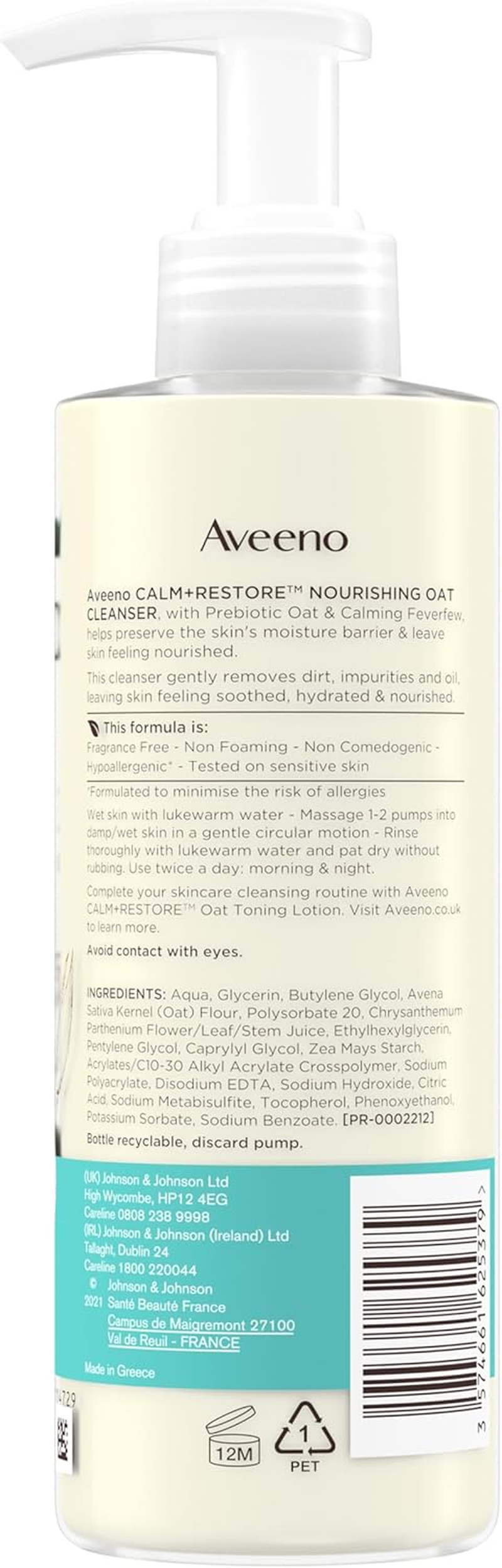 Aveeno Face Calm + Restore Sensitive Skin Nourishing Oat Cleanser 200 Ml image number 5