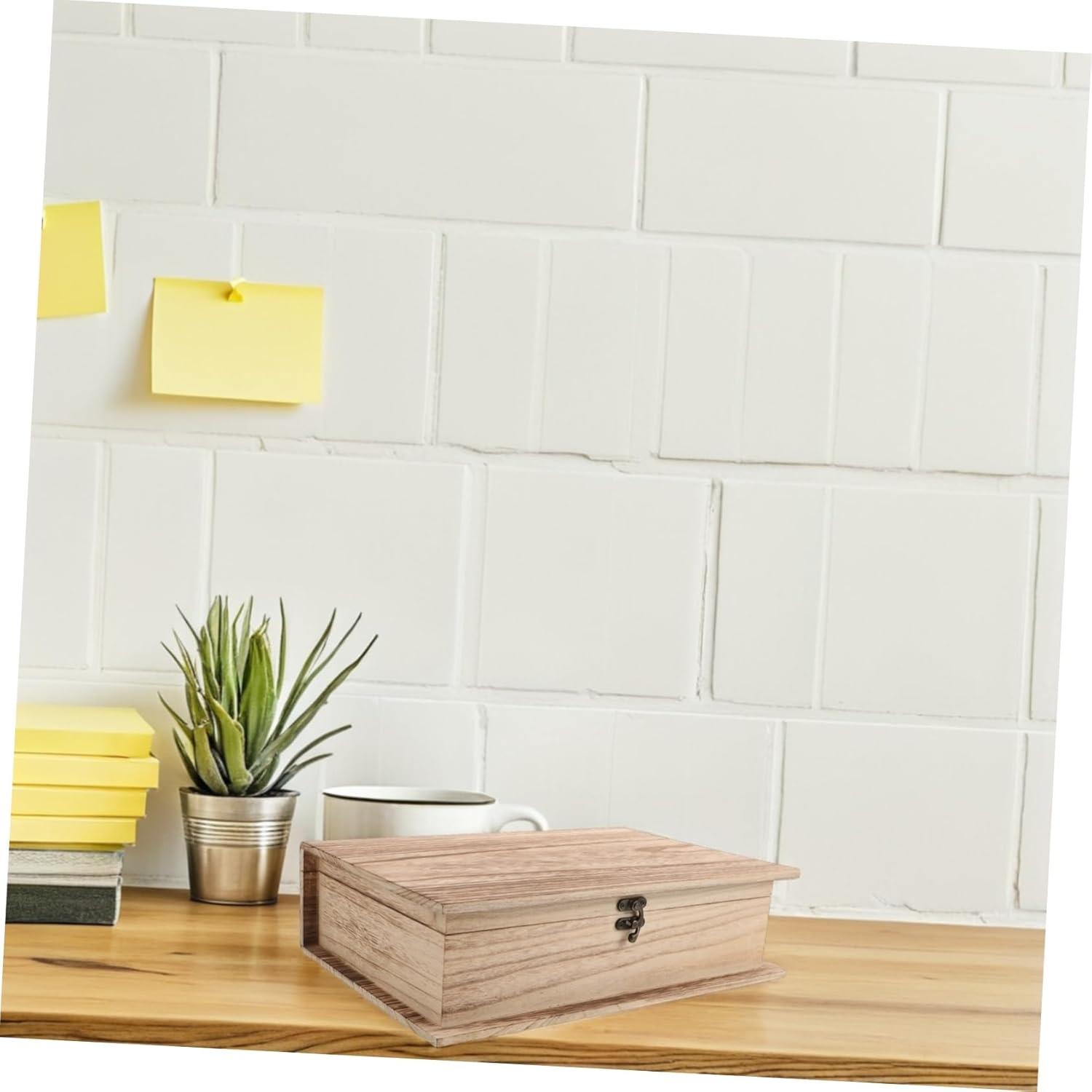 2Pcs Unfinished Wooden Box Keepsake Box Book Shape Organizer Cards Case Jewelry Chest Secure Lock Idea Space-Saving Home Decor