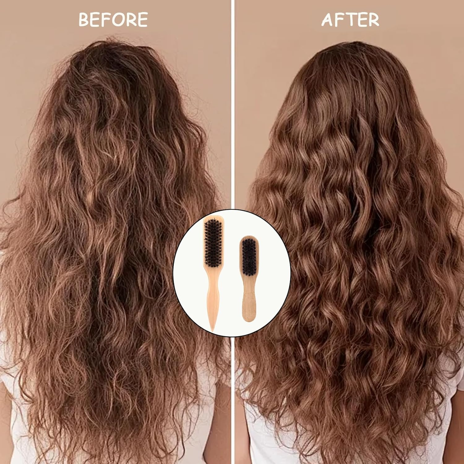 2-Pack Boar Bristle Slick Back Hair Brush &ndash; for Men & Women: Tame Frizz, Nourish Hair & Groom On-The-Go Slick Brushes for Hair & Beard Care(Large for Household & Small for Travel) image number 5