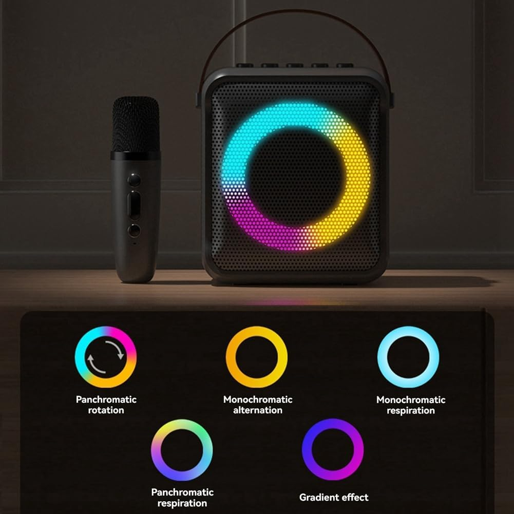 Multifunctional Bluetooth Audio Portable Microphone Colorful Led Atmosphere Lamp Home Karaoke Speaker 1 Microphones