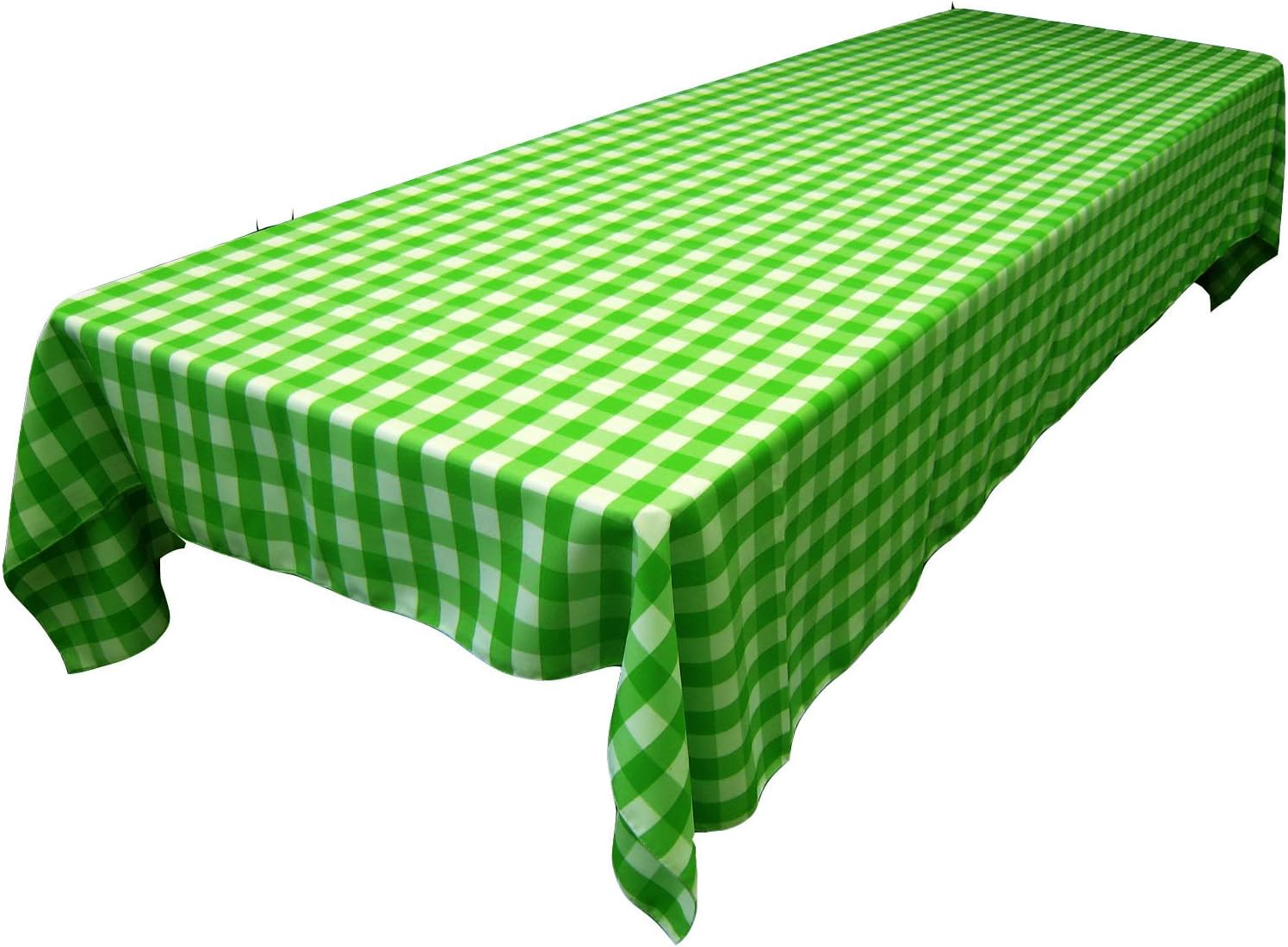 LA Linen Polyester Gingham Checkered Rectangular Tablecloth, White/Orange, 60" X 84"