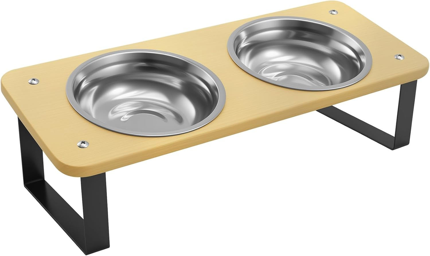 UKQRRTC Cat Food Bowls with Iron Wood Stand, Detachable 15 Degree Tilted Elevated Cat Bowls, Smooth Edge Raised Cat Bowls for Food and Water