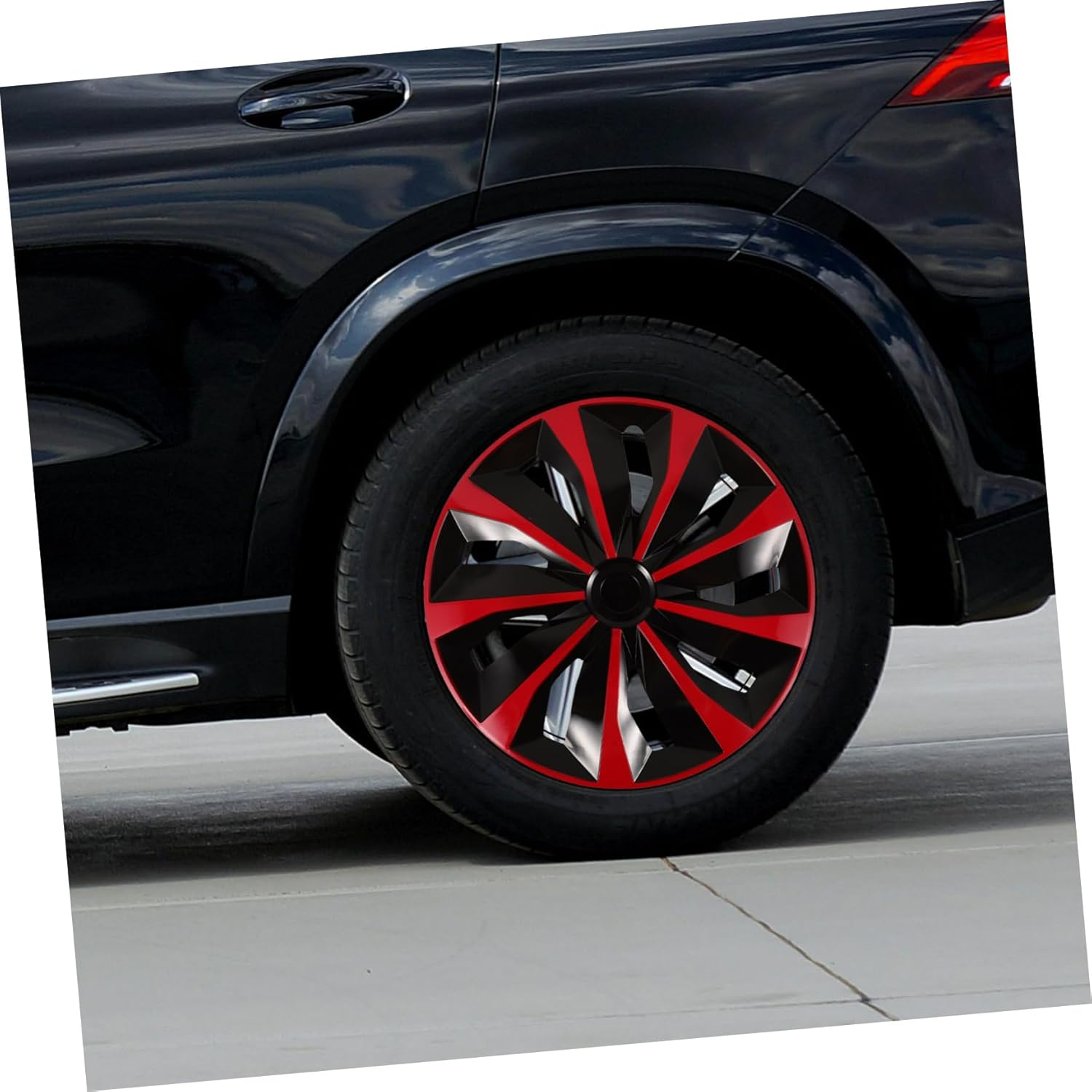 ASAKKURA Universal 14-Inch Black and Red Automotive Wheel Hub Covers Hubcaps Replacement for Cars and Trucks Sturdy Steel Car Hub Caps image number 3