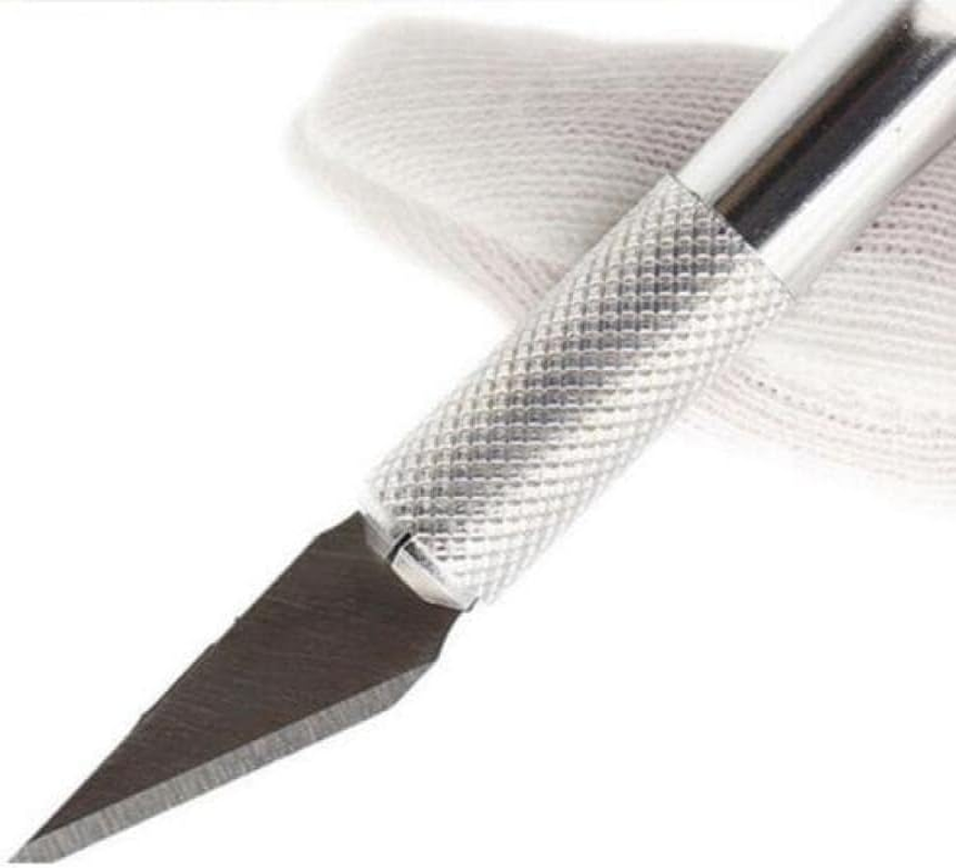 Precision Craft Knife with Metal Handle, Engraving Tool for Paper Cutting and Phone Repair, Includes 5 Sharp Scalpel Blades (Silver)