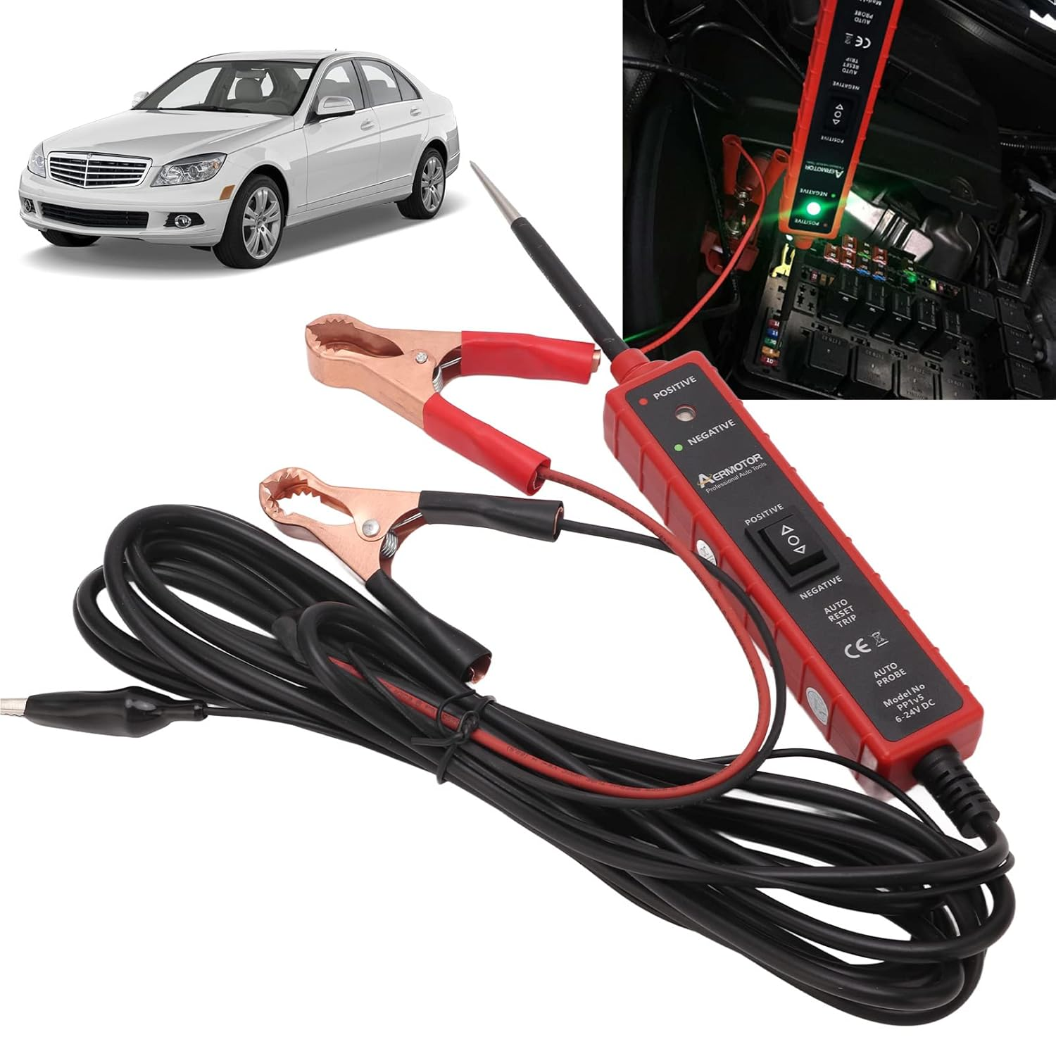 6 24V Auto Electric Circuit Tester, Universal Power Test Probe for Car Electrical System, Long 16Ft Cord, Short Circuit Protection, Multifunctional Diagnostic Tool image number 3