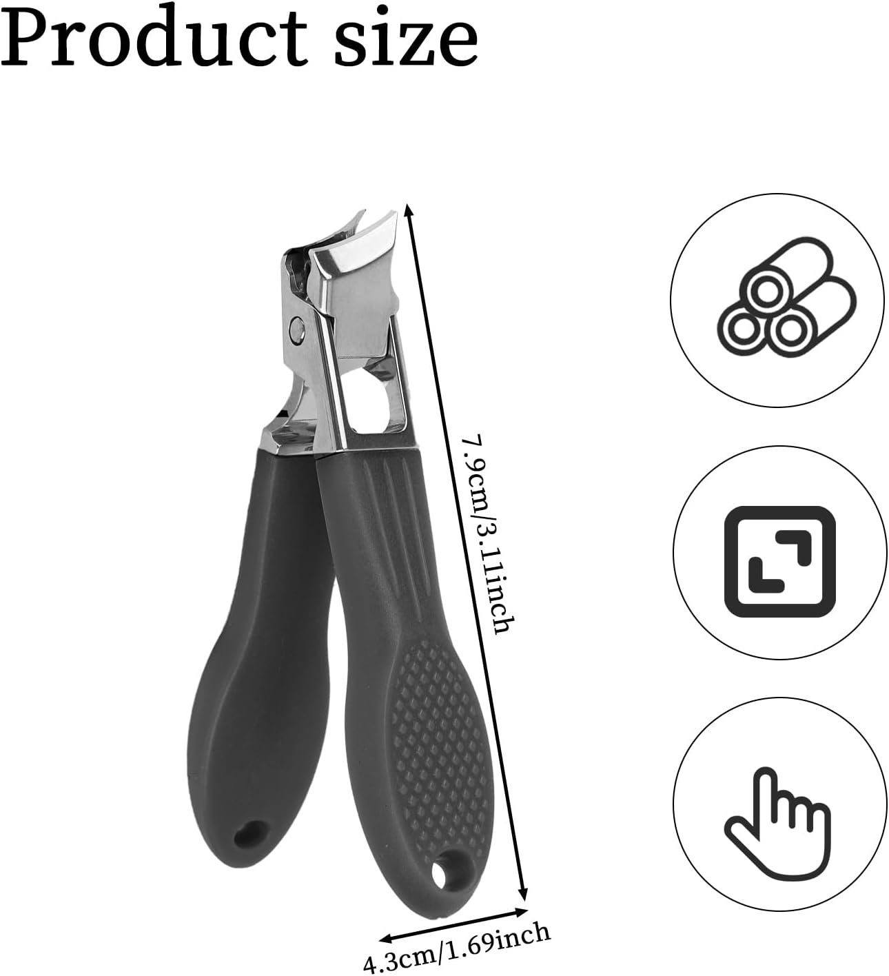 BOXOB Jaw Opening Anti-Splash Slanted Nail Clipper, Black Nail Clippers Stainless Steel Household Fingernail Trimmer for Women and Men Pet image number 1