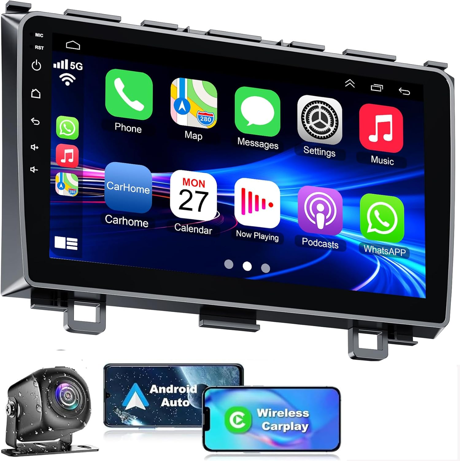 4G+64G Android 12 Car Radio for Honda CRV 2007-2011, 9'' Head Unit Stereo with Wifi/5G, Wireless Carplay+Android Auto, GPS Navigation, Bluetooth5.2, 1080P Rear Camera, Touch Screen, SWC, FM Radio image number 6