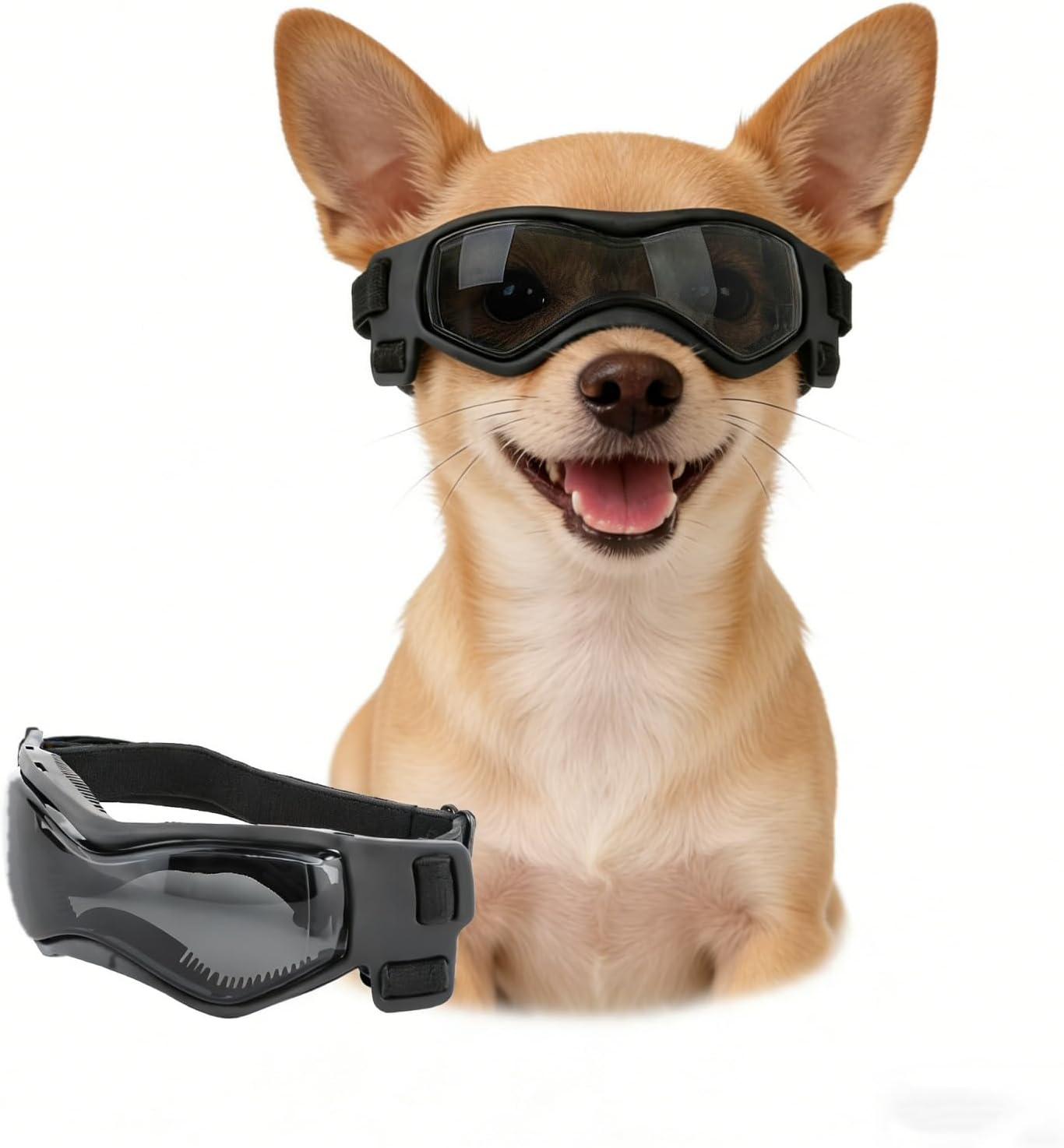 Enjoying Dog Sunglasses Small Breed, UV Protection Goggles for Dogs Small Breed, Outdoor Doggy Goggles, Anti-Fog/Wind/Dustproof Dog Glasses for Small Dogs Eye Protective, Panda Black