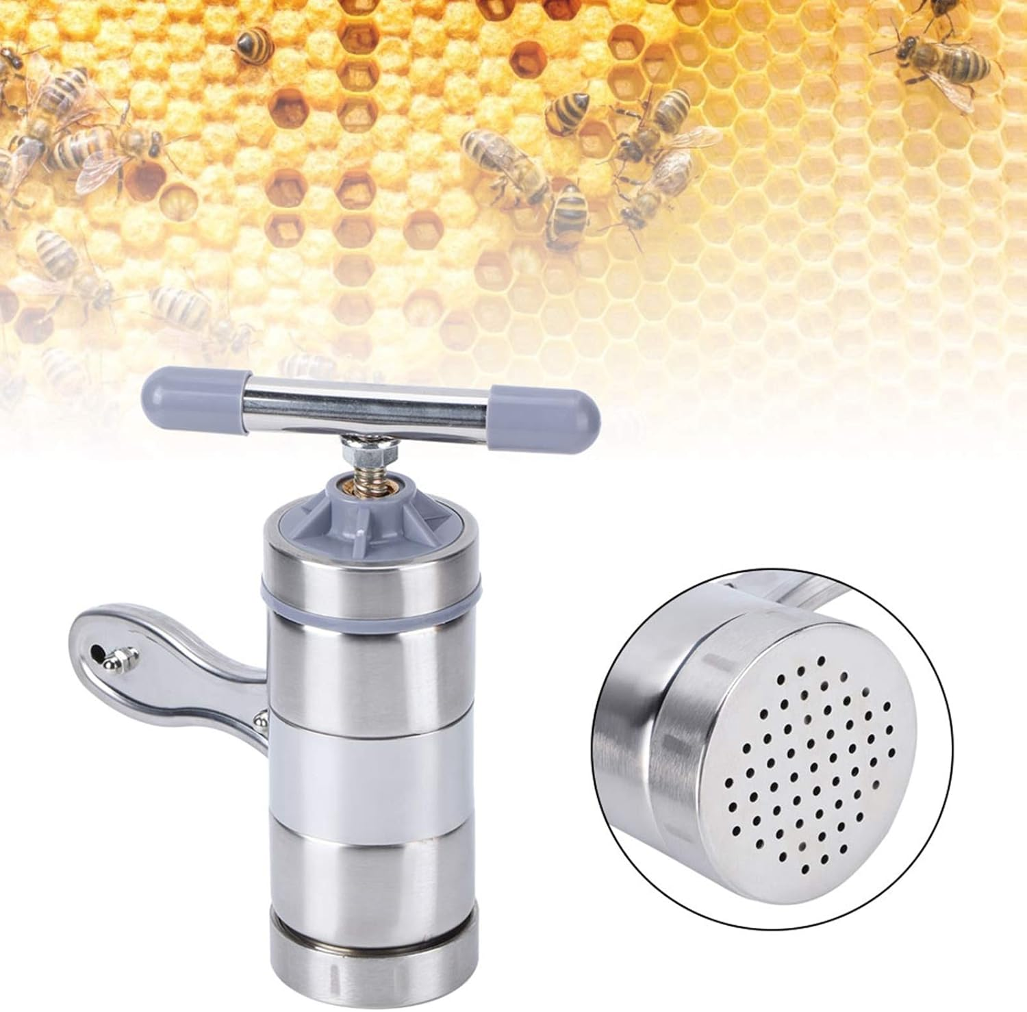 Honey Press Presser, Manual Honey Press, Stainless Steel for Beekeeping Tool Handheld Honey Presser Beekeeping Supplies image number 3