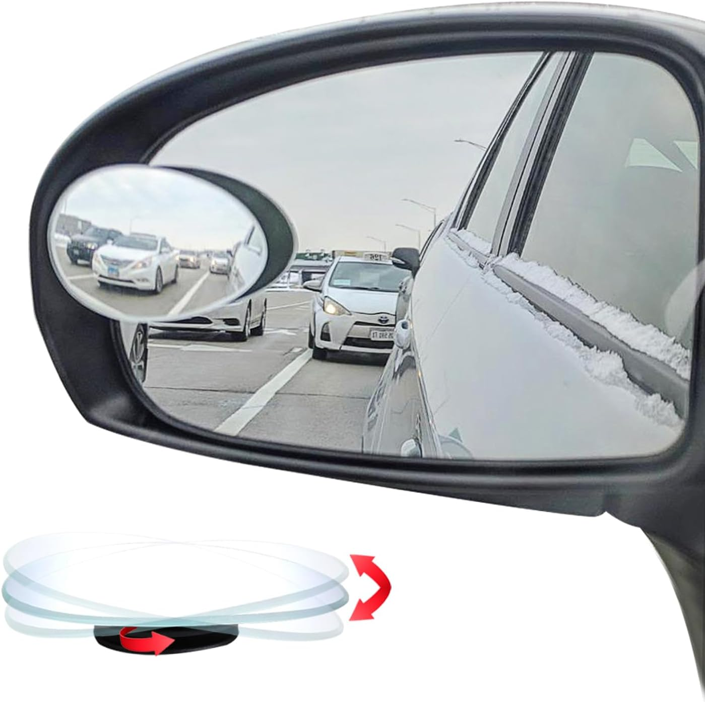 Ampper Rectangular Blind Spot Mirror, HD Glass Frameless Stick on Adjustabe Convex Wide Angle Rear View Blind Spot Car Mirror for Car Blind Spot, Pack of 2