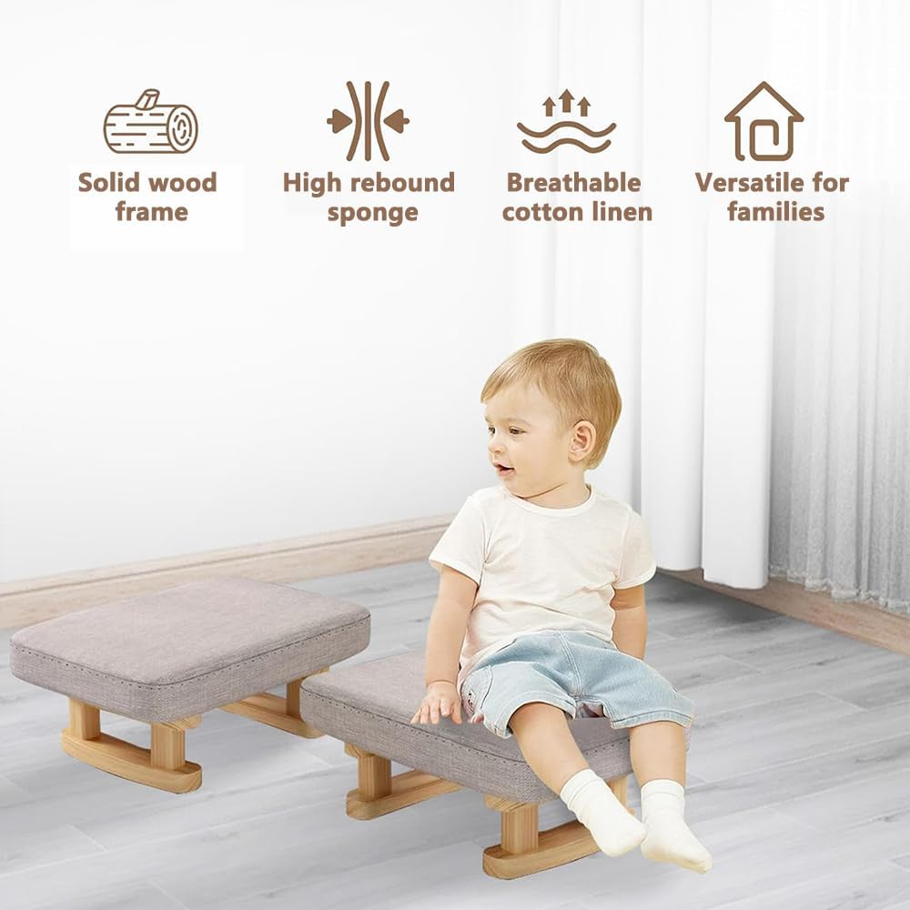 Small Foot Stool Ottoman, Rectangle Fabric Foot Stool Rest, Pouffe Padded Chair Stool with Removable Cover, Sofa Sponge Foot Stool Rest for Couch, Living Room, Bedroom, Entryway