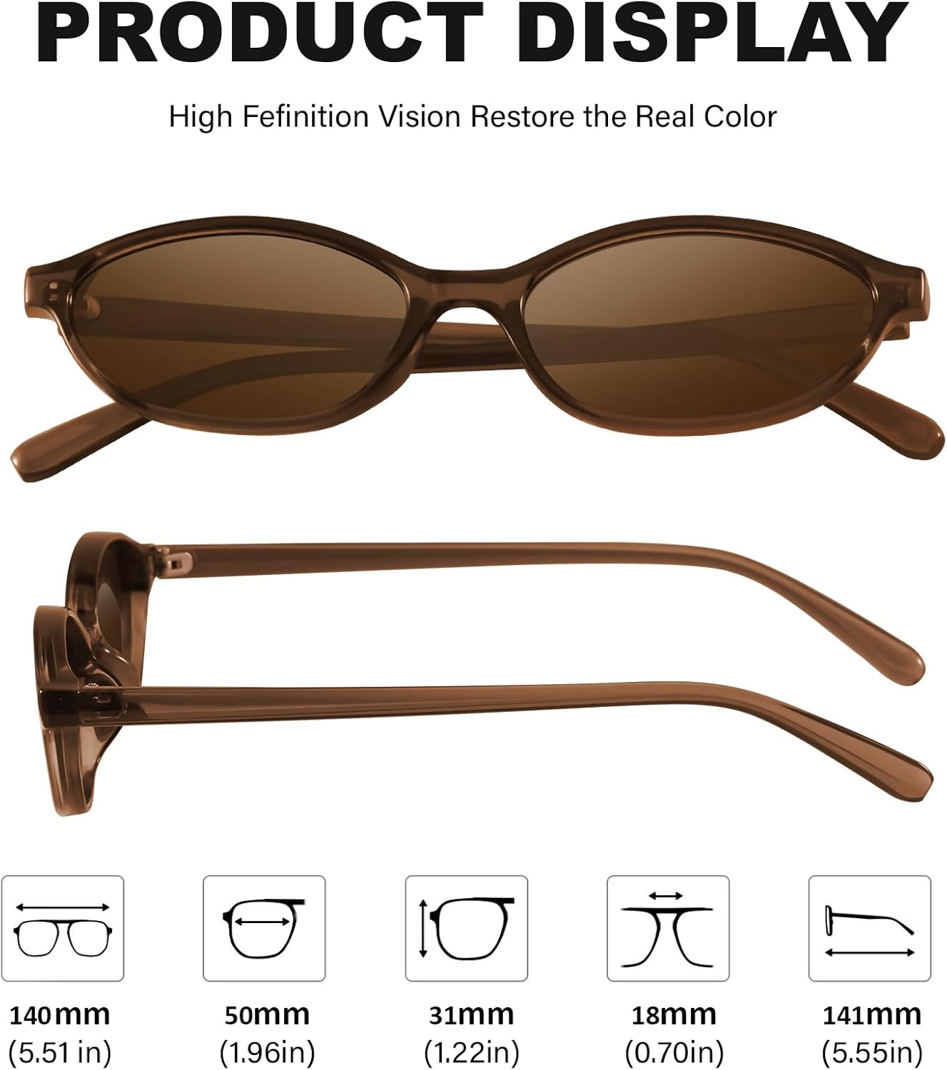 Retro Oval Cat Eye Sunglasses for Women Y2K Designer Trendy Narrow Shades UV Protection Sun Glasses image number 2