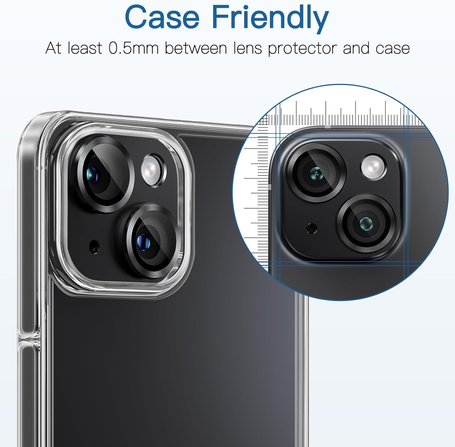 Giftorld [2 Pack Camera Lens Protector for Iphone 15/15 Plus, 9H Tempered Glass,Aviation Aluminum Plate Cover,Night Circle,Hd Clarity,Case Friendly,Easy Installation-Black image number 4