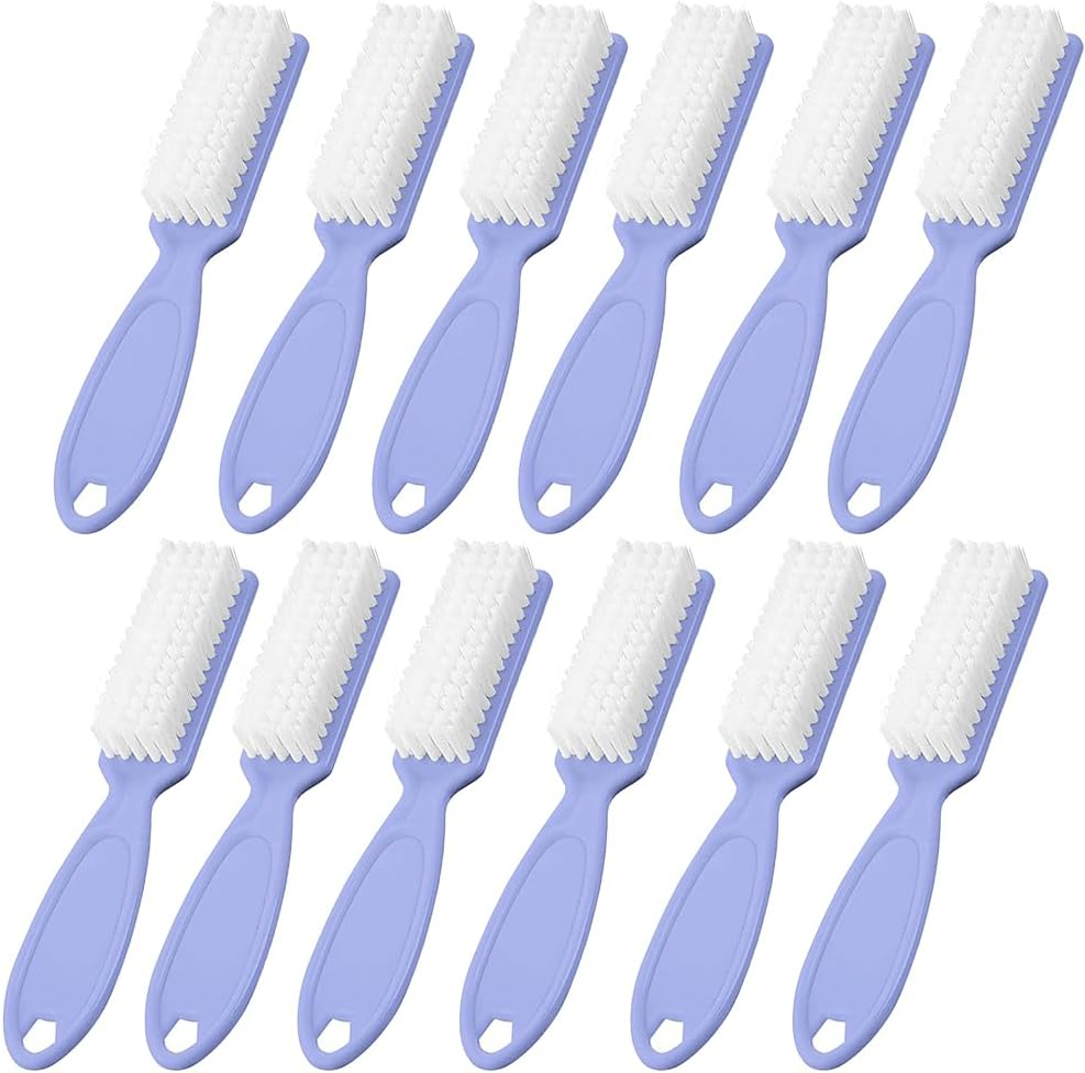 SQULIGT 12Pcs Nail Brush for Cleaning Fingernails, Handle Grip Cleaning Brush for Nail and Toenail, Nail Dust Brush Manicure Pedicure Tools Scrubbing Brush Women Men Home Salon(Pink)