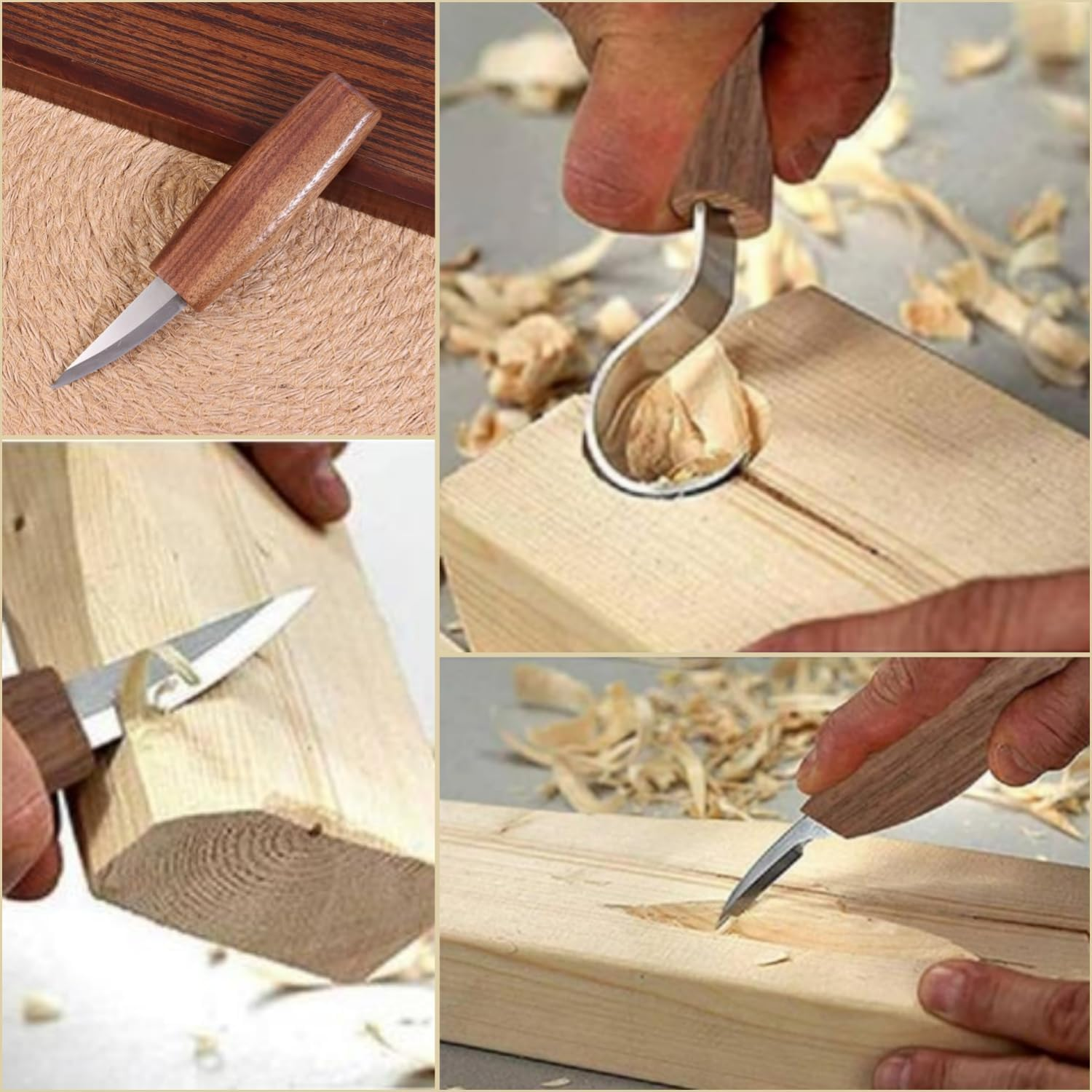 Taicols Wood Carving Knife Set, Wood Carving Whittling Knife Kit, Wood Carving Tools Set Diy Carving Knife Set Wood Carving Knife Set Chip Carving Knife Kit Cut Resistant Gloves Carving Hook Knife image number 2
