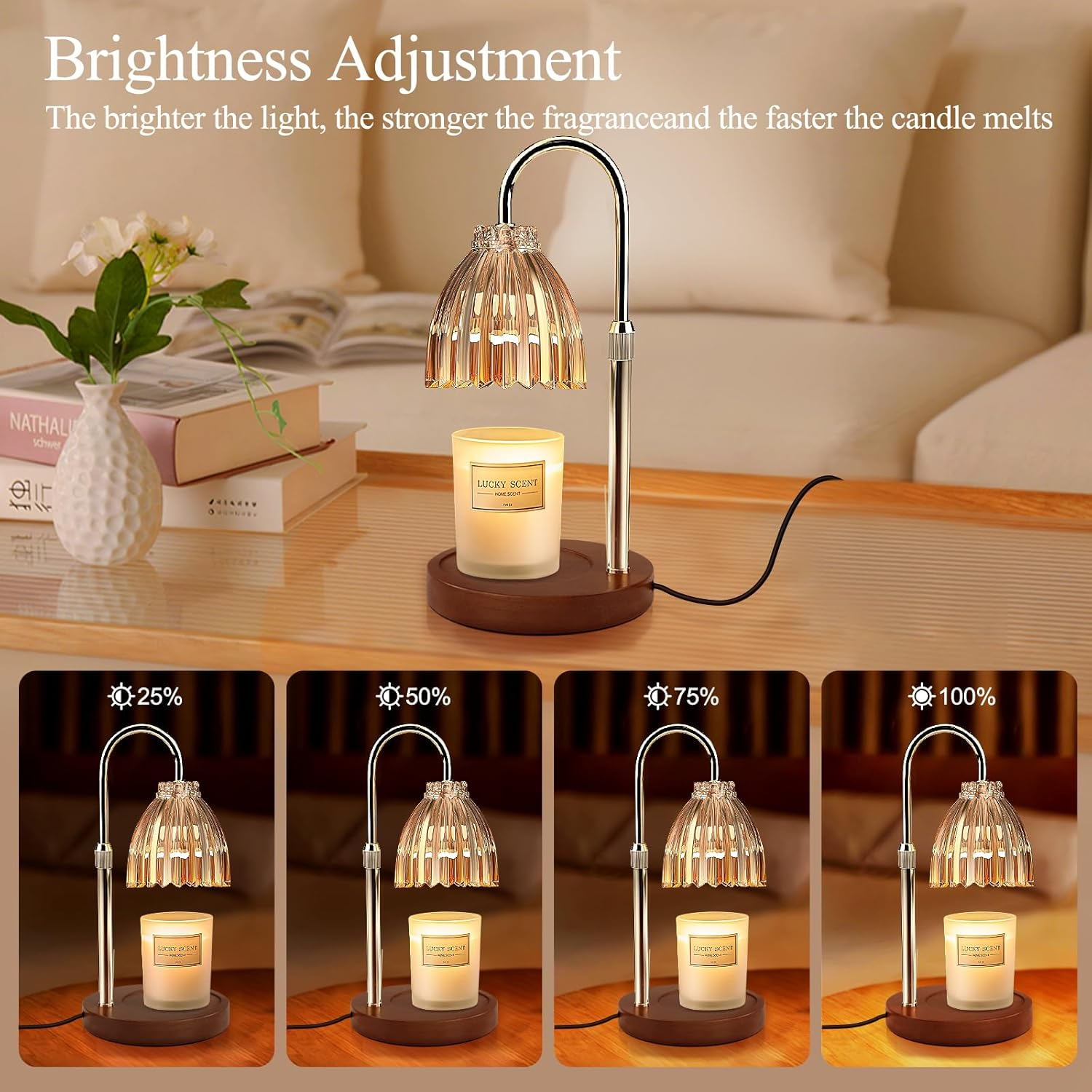 Yudoutech Candle Warmer Lamp, Adjustable Height Electric Candle Warmer Light with Timer and Dimmer Stylish Design for New Home Office Modern D&eacute;cor Gifts image number 4