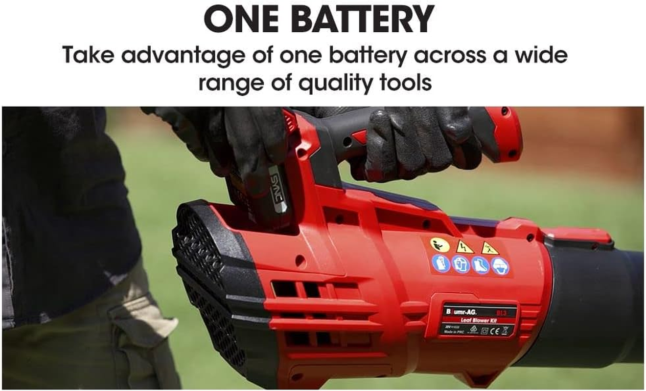 Baumr-Ag 20V Cordless Leaf Blower 20V 2.0Ah Lithium-Ion Battery W/Charger Kit with 5-Speed Blowing Capacity and Lightweight One-Hand Operation, BL3