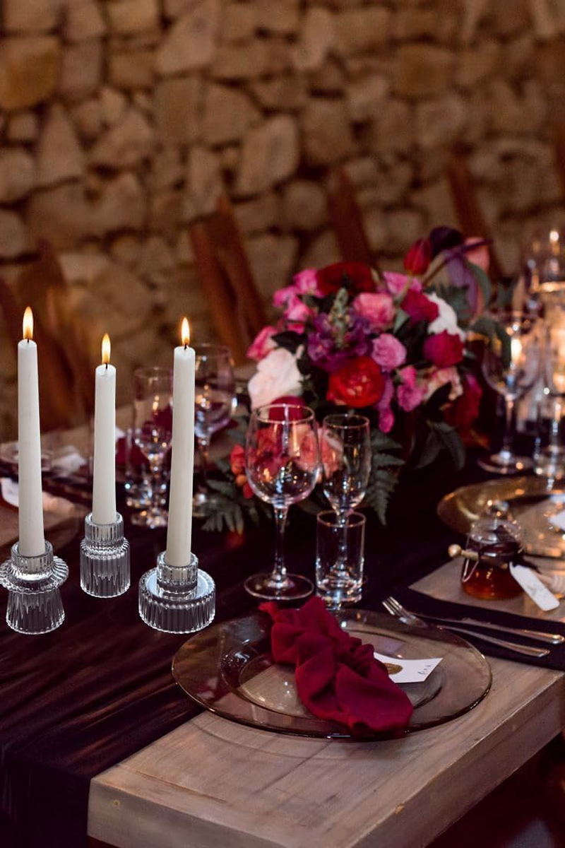 Candle Holder Glass Pillar Candle Stand, Clear Candlestick for Home, Wedding, Party Decoration (6, Clear) image number 1