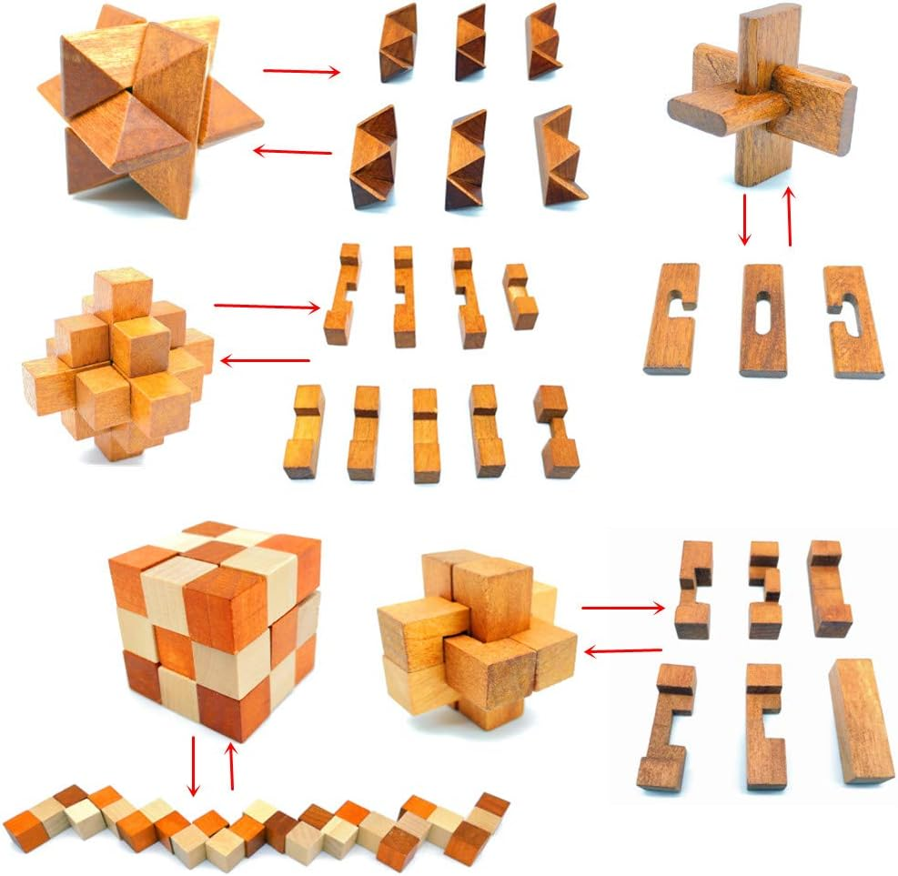 Guaishou Brain Teasers with the Puzzles 21Pcs Unlock Interlock Game IQ Test Toy 3D Wooden and Metal for Party Favor Kids Adults Challenge image number 2