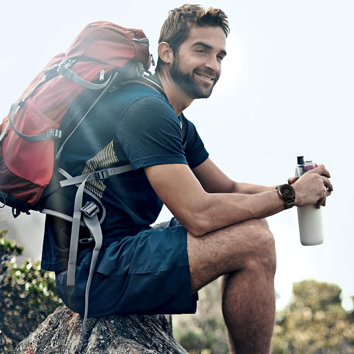 Ouwegaga Compatible with Garmin Fenix 8/Fenix 7/Fenix 6/Fenix 5 Band, 22Mm Nylon Sport Watch Strap for Garmin Fenix E 47Mm/Fenix 7 6 Pro/Fenix 5 Plus/Forerunner 935/945/955/965/Approach S60/S62/S70 - Black Grey image number 6