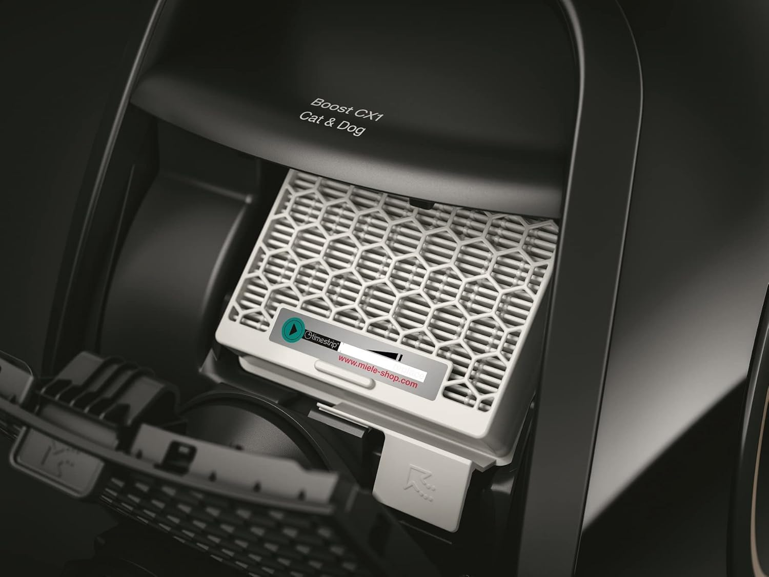 Miele Boost CX1 Cat and Dog Powerline Bagless Cylinder Vacuum Cleaner with HEPA Filter, 890W Suction Power, Includes Universal Floorhead and Turbo Brush, Obsidian Black image number 1