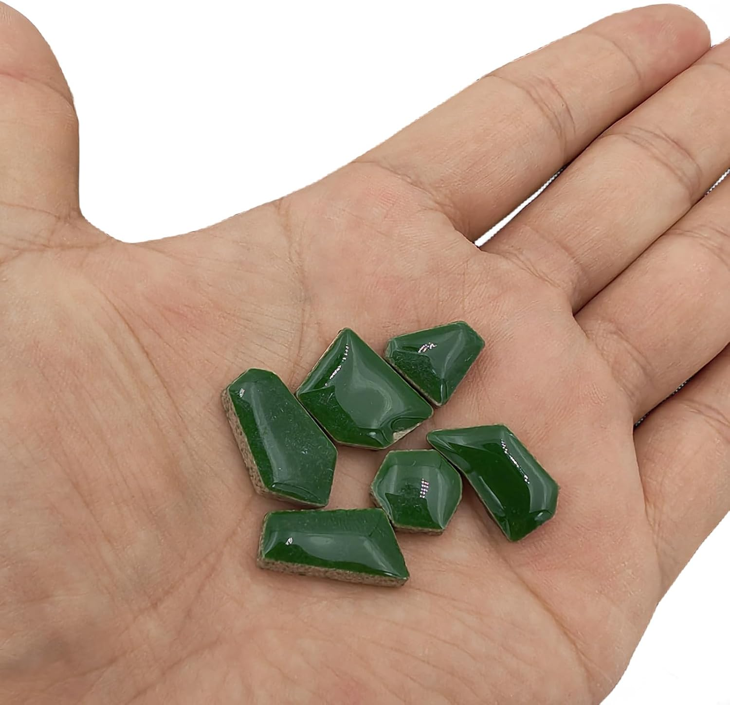 1.1LB Irregular Ceramics Mosaic Tiles, Mosaic Pieces Stones for DIY Mosaic Making Craft Hobby Arts Home Wall Decoration (Green) image number 4