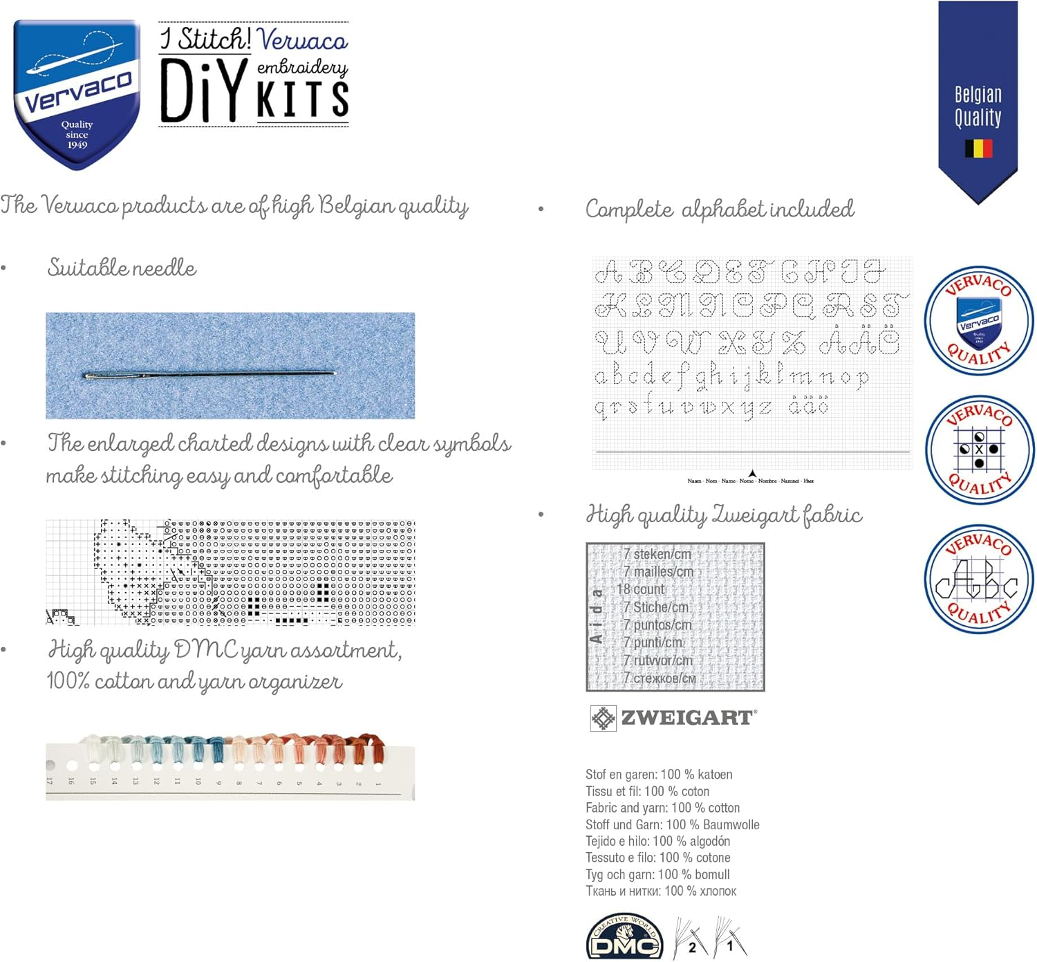 Vervaco Counted Cross Stitch KIT Hand AIDA image number 5