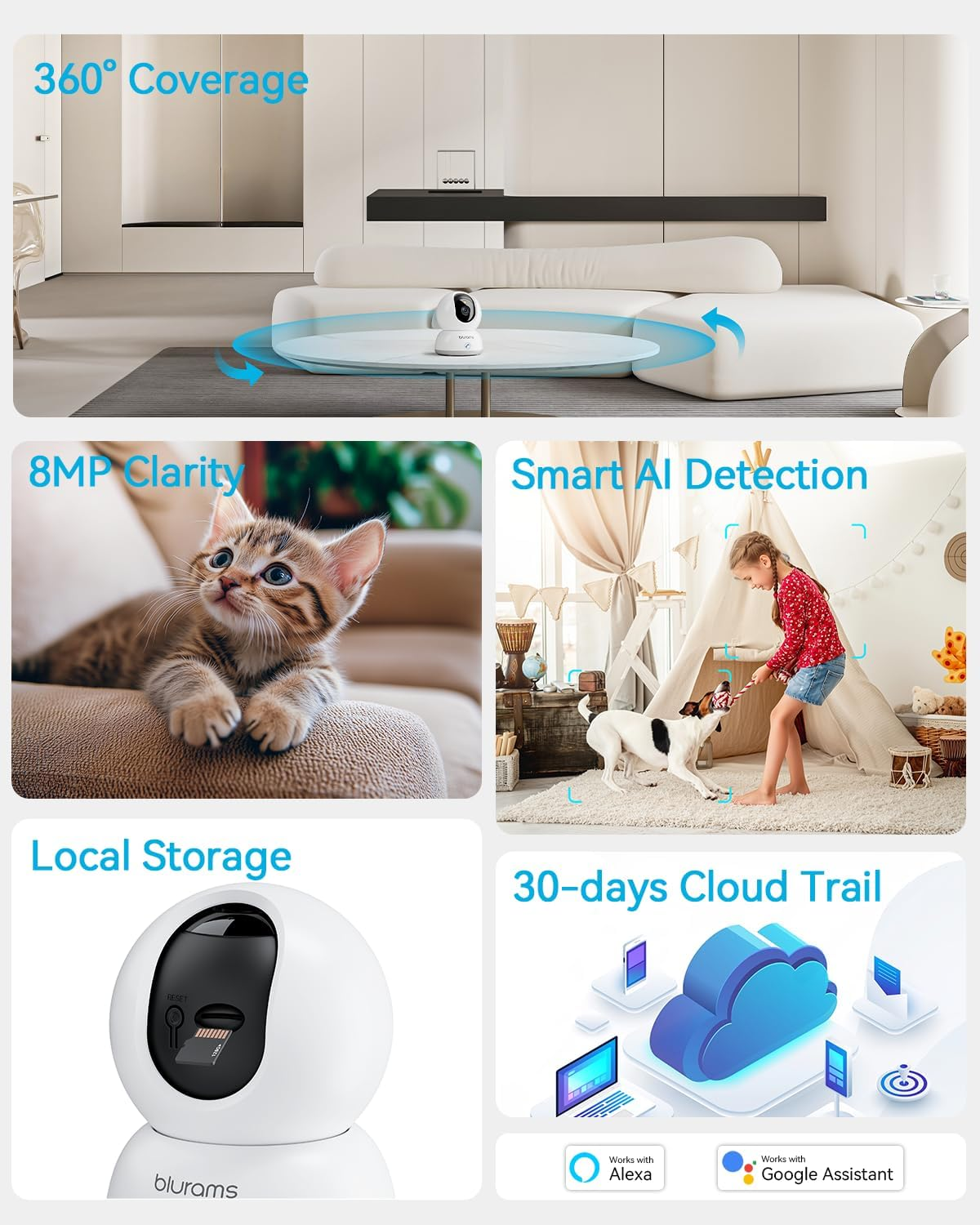 Blurams Security Camera 4K, Indoor Pet Camera, Dog Cameras with Phone App for Home, 2-Way Talk, Motion Tracking, Color/Ir Night Vision, Cloud&Sd, 2.4Ghz & 5Ghz Wi-Fi image number 5