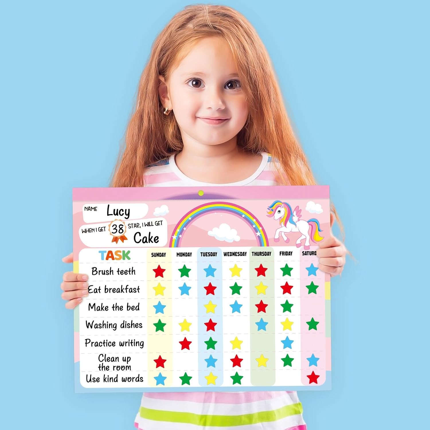 Behavior Reward Chart System for Kids Girls Toddlers - Pad with 30 Chore Charts, 1920 Star Stickers, 96 Incentive Stickers to Motivate Responsibility and Good Habits (Unicorn) image number 3
