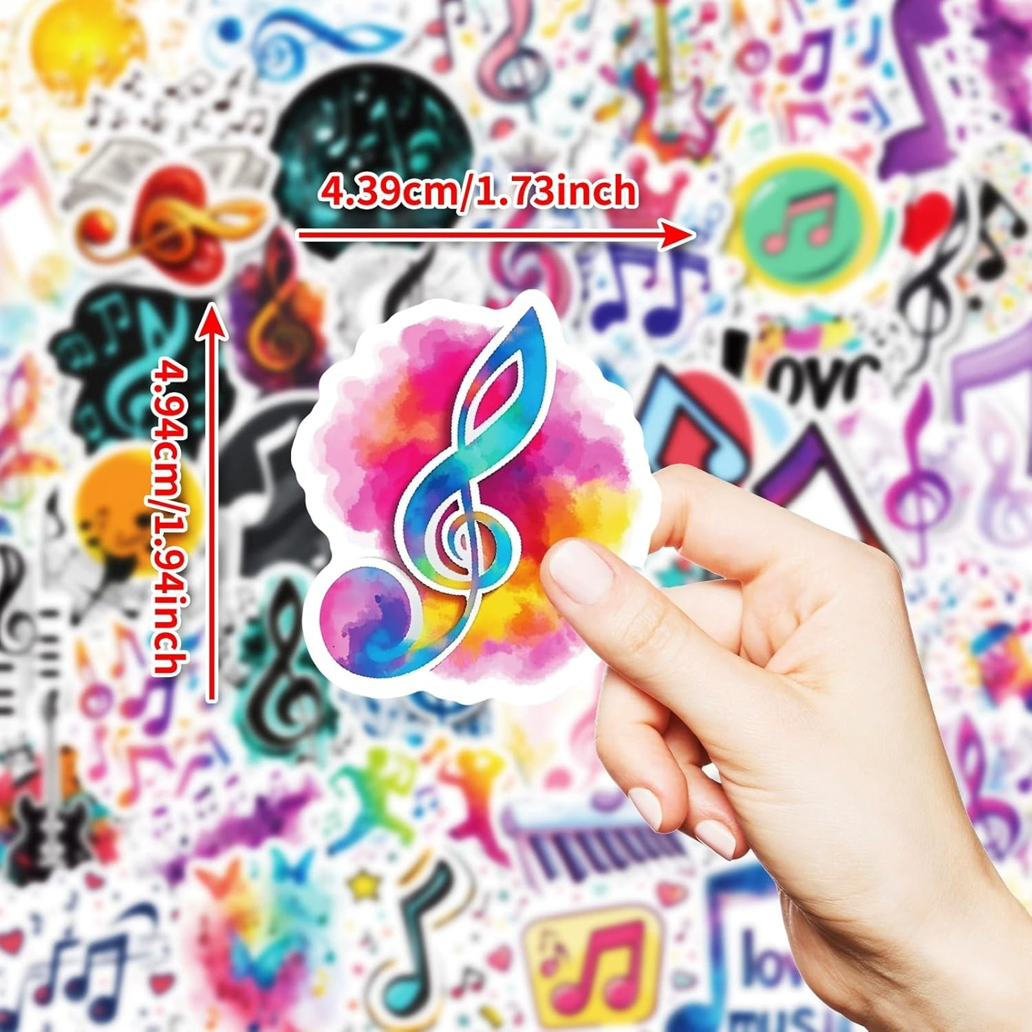 50 Pieces Musical Notes Stickers for Water Bottle|Vinyl Waterproof Sticker for Laptop Skateboard Phone Car Decals for Teens Adults for Party Favors Supplies Decor (Music Stickers) image number 4